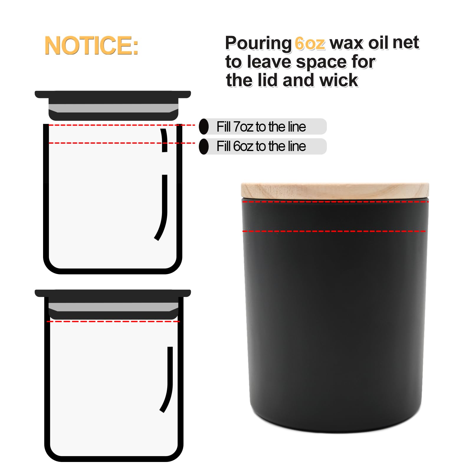 16 Pack 7oz Empty Candle Jars with Wooden Lids - Thick Glass Containers for DIY Candle Making, Wax Melts, Essential Oil Storage - Perfect for Home Decor, Gifts & Craft Projects (Matte Black Finish)