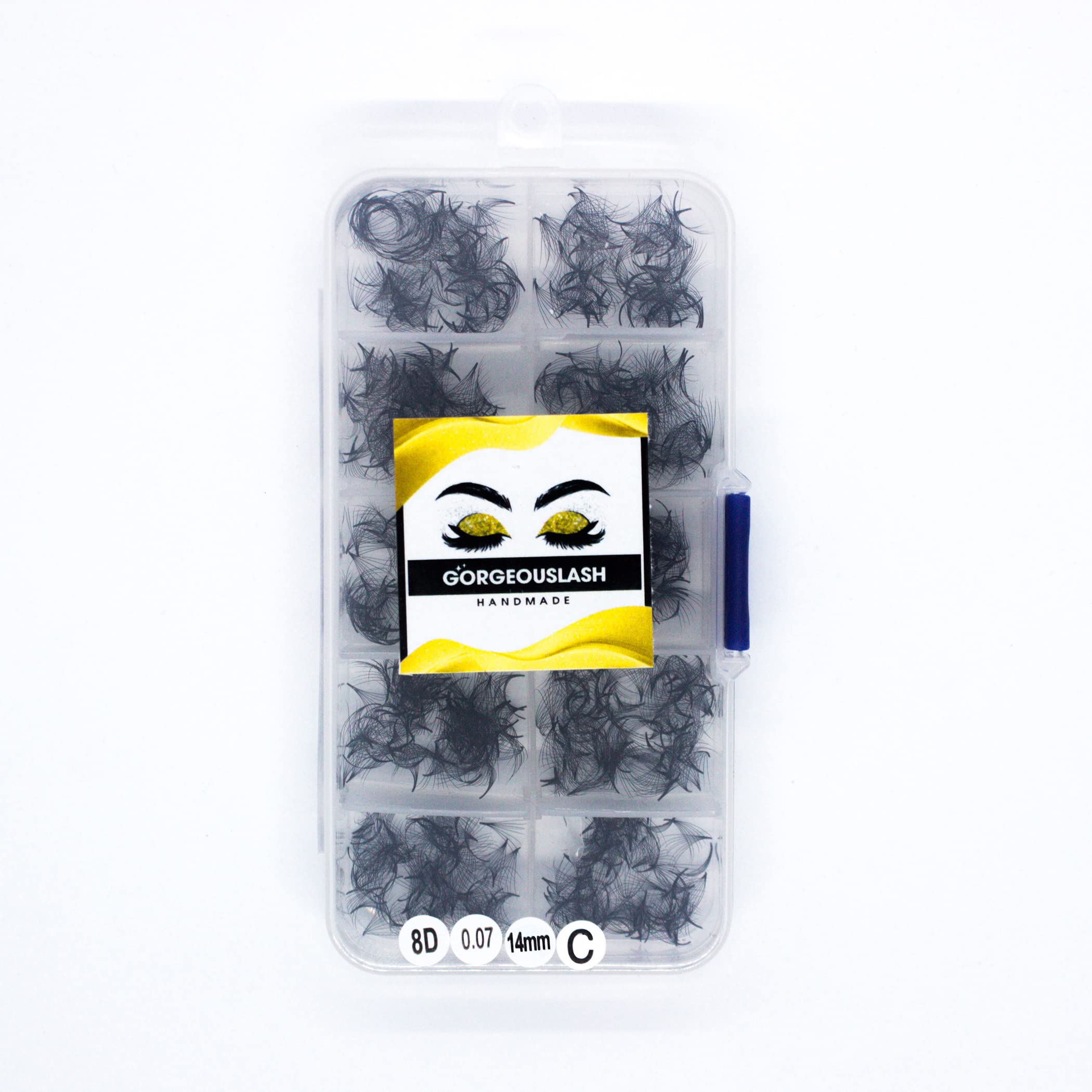 Premium 1000 Pcs Handmade Eyelash Extensions - 10D/8D/7D/6D/5D/4D/3D Volume Lashes with 8D Curl C (14mm) for Professional Salon & DIY Lash Artists - Perfect for Bridal, Party & Everyday Glam Looks