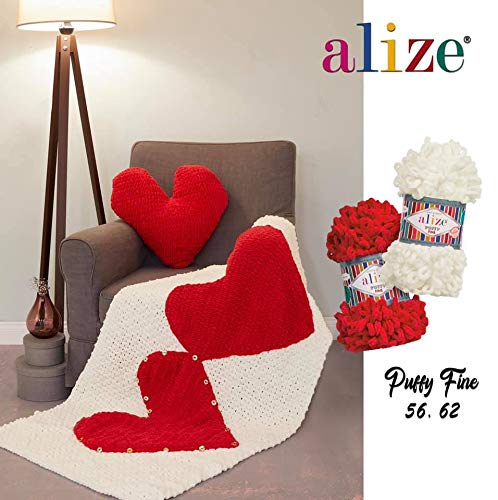 Alize Puffy Fine Yarn - 3 Skeins (300g, 48yds) 100% Micropolyester Super Soft Chunky Knitting Yarn for Baby Blankets, Scarves & Hats - Perfect for Hand Knitting, Crochet & DIY Craft Projects