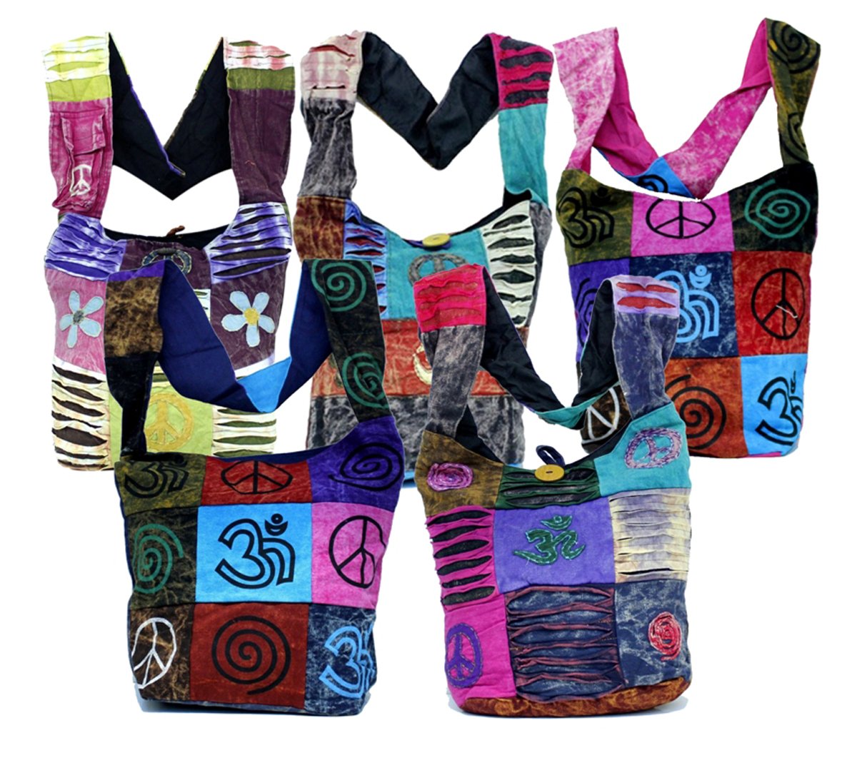 10 Handmade Big Jhola Bags - Boho Gypsy Long Purse from India (Wholesale Lot) - Perfect for Festivals, Beach Trips & Boho Fashion Accessories