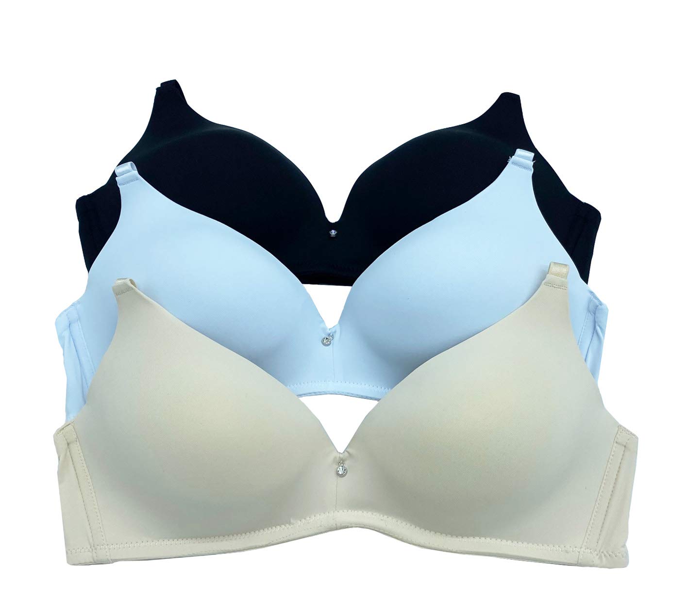 6 Pack Women's Basic Bras - Comfortable Wireless T-Shirt Bra for B, C, D, DD & DDD Cups | Everyday Wear, Workout & Lounge