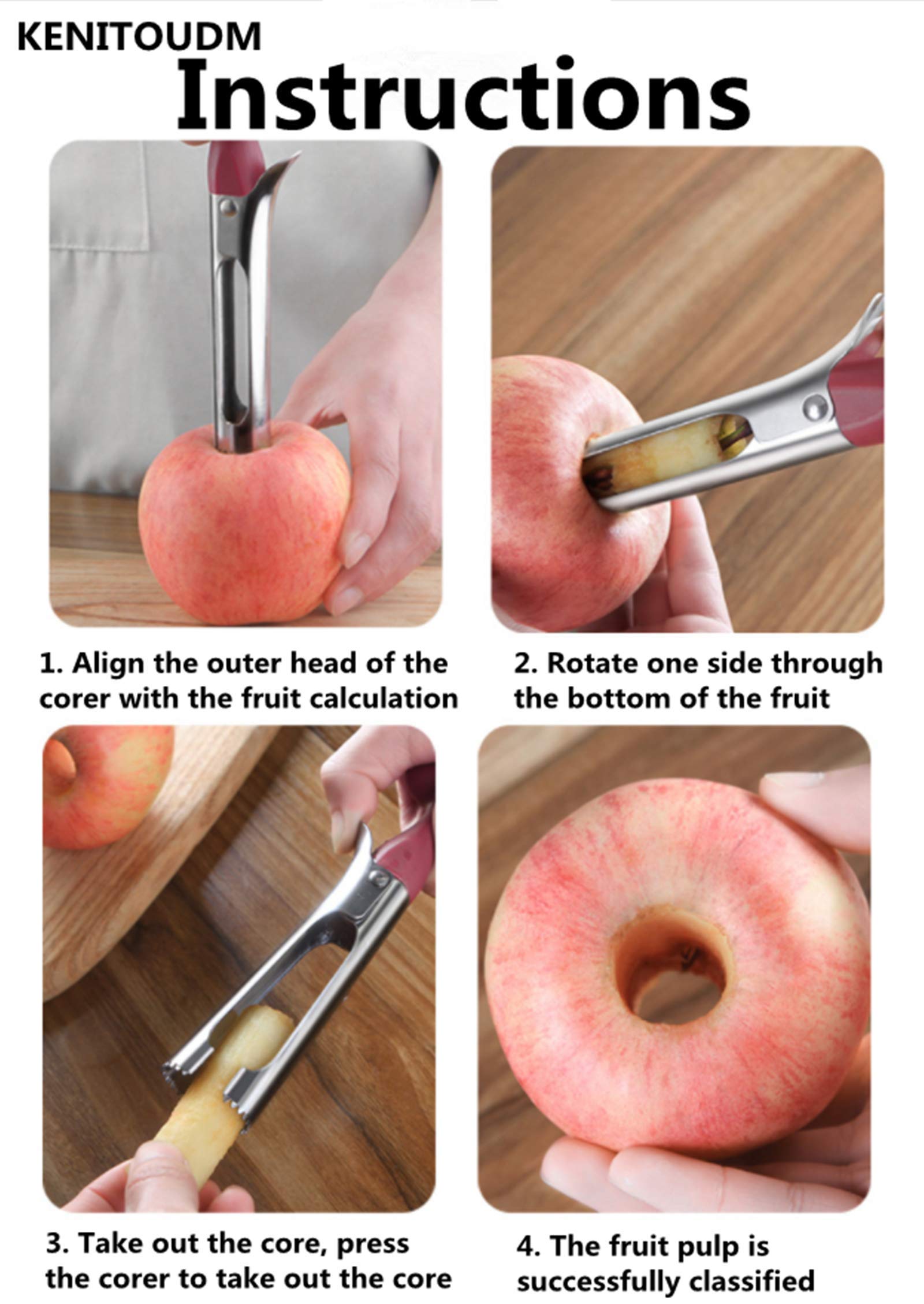 Premium Stainless Steel Apple Corer & Seed Remover - Multi-Fruit Tool for Apples, Pears, Bell Peppers & Pineapple | Includes Peeling Knife & 5 Fruit Forks | Perfect for Fruit Salads, Baking & Meal Prep