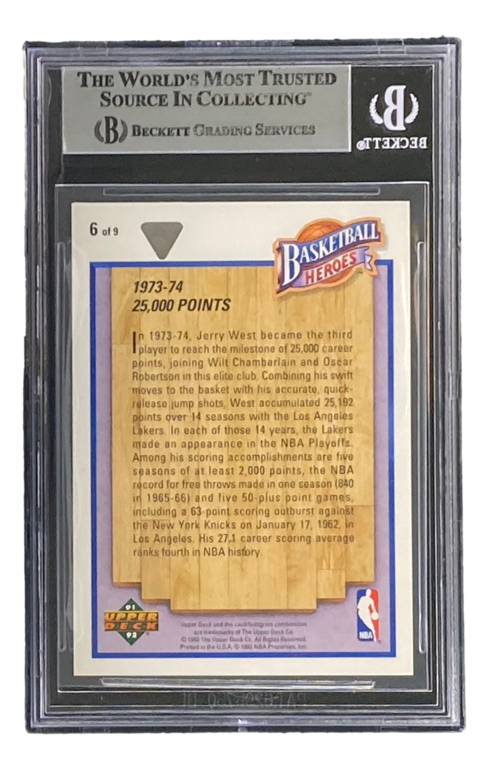 Jerry West Autographed 1991-92 Upper Deck Heroes #6 Lakers Basketball Trading Card - Perfect for NBA Memorabilia Collectors and Lakers Fans