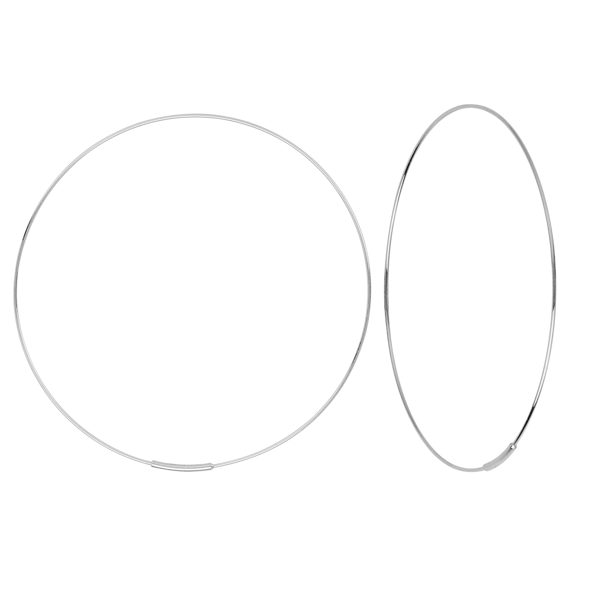 14k White Gold Wire Hoop Earrings 60mm - Classic Dainty Everyday Hoops for Women | Perfect for Work, Date Night & Special Occasions