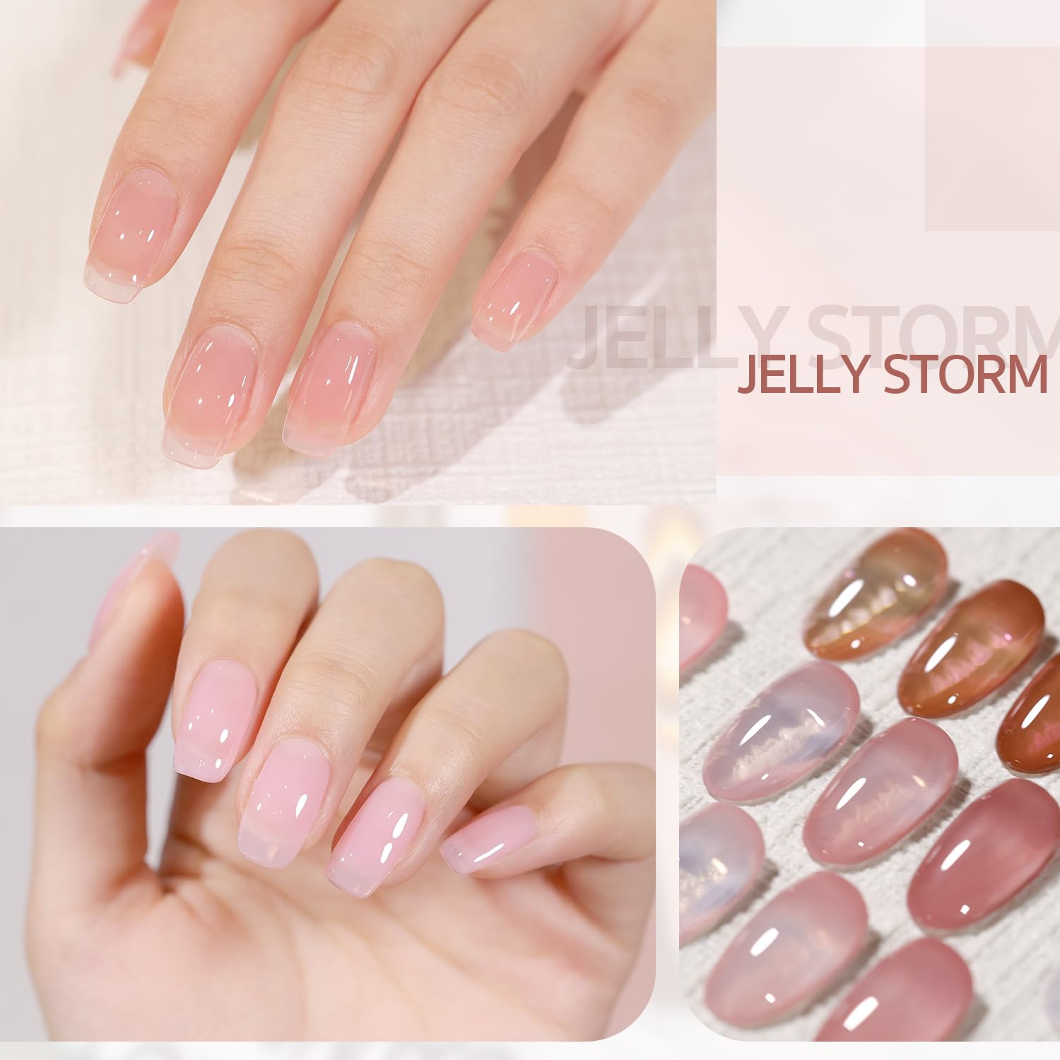 GAOY 15 Pcs Jelly Gel Nail Polish Kit - Sheer Nude Pink Colors with Glossy & Matte Top Coat, Base Coat for DIY Nail Art | Professional Salon-Quality Manicure & Pedicure at Home | Perfect for Weddings, Parties & Special Occasions