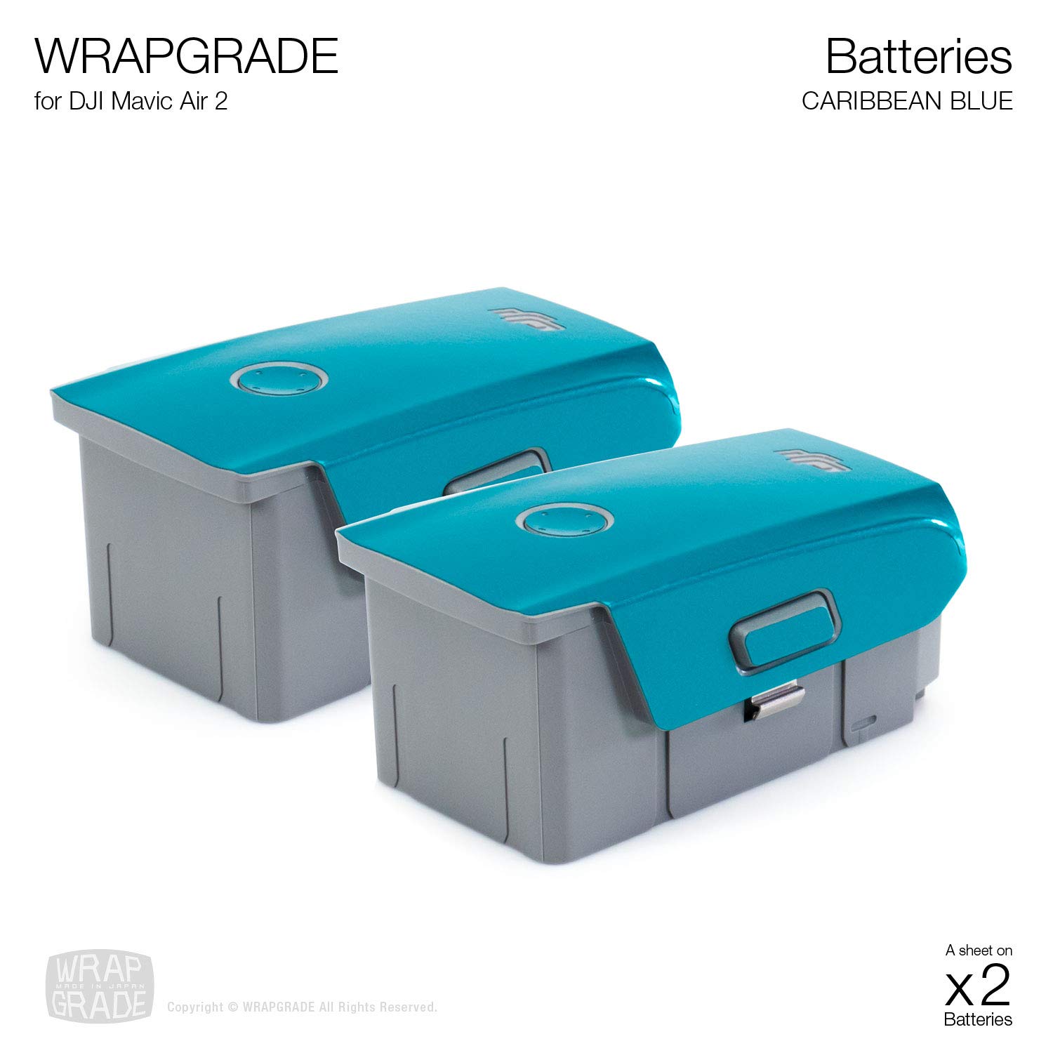 Wrapgrade DJI Mavic Air 2 & Air 2S Compatible Skin - Caribbean Blue with 2 Batteries | Drone Protection Cover for Outdoor Aerial Photography & Travel