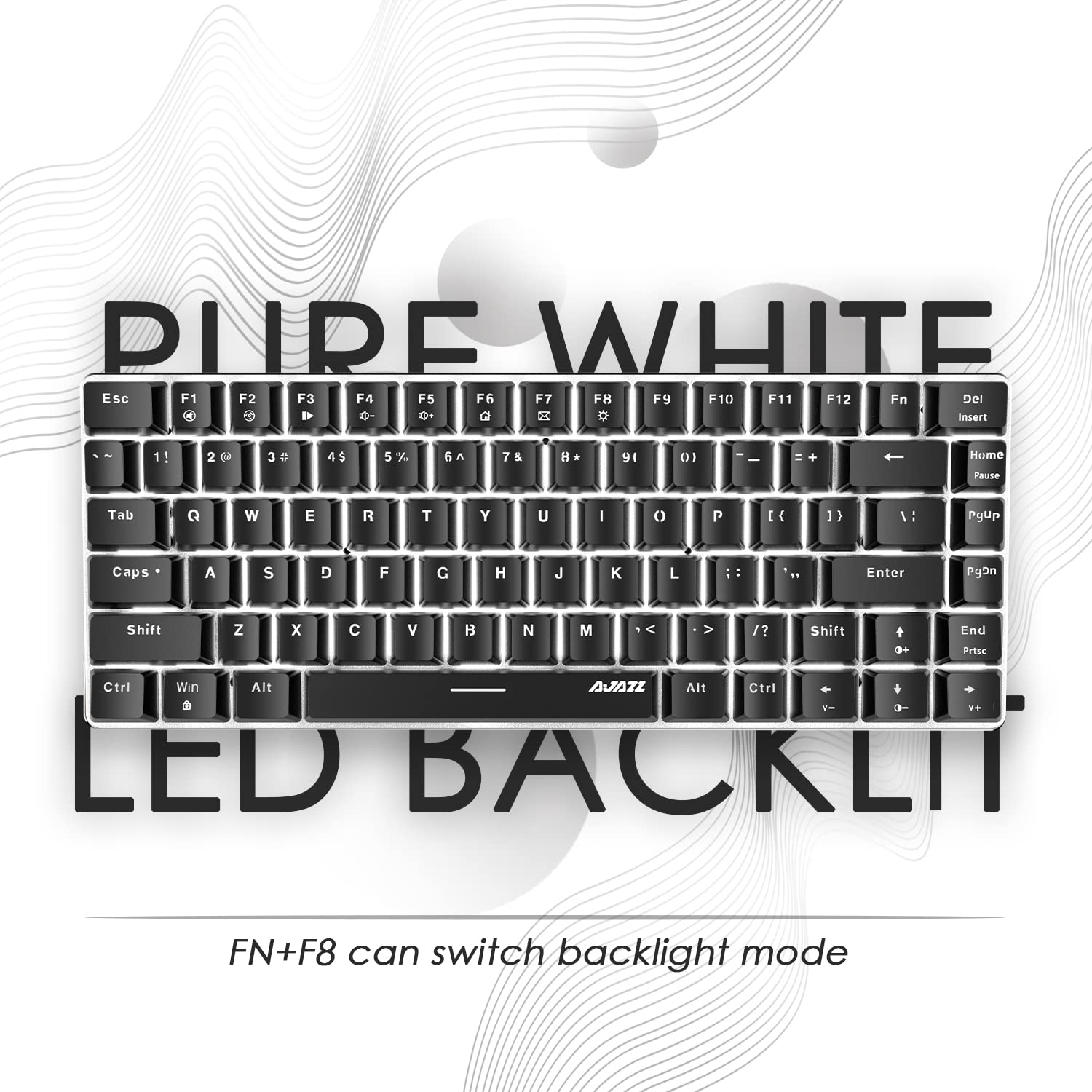AK33 82-Key Compact Mechanical Gaming Keyboard with White LED Backlit, Anti-Ghosting Keys & USB Cable - Brown Switch (Black) | Perfect for PC Gamers, Programmers & Office Typists | Ergonomic Design for Long Gaming Sessions & Professional Work