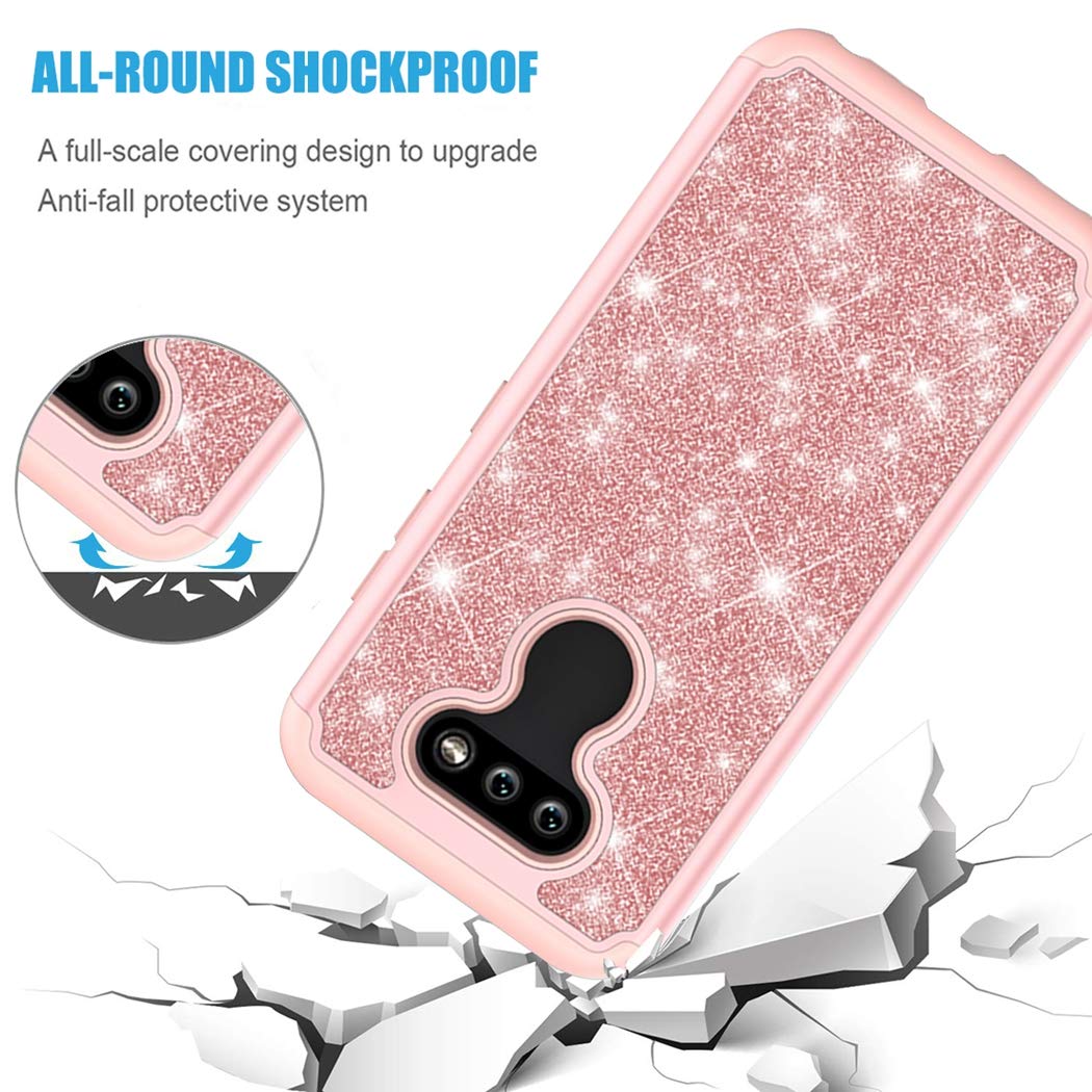 **LG Aristo 5 Plus/Aristo 5+/Risio 4/Phoenix 5/Fortune 3 Heavy Duty Glitter Bling Phone Case - Cute Sparkle Defender Cover for Women & Girls (Rose Gold) | Perfect for Everyday Protection & Style**