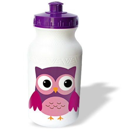 3D Rose Cute Purple Owl Sports Water Bottle - 21 oz Insulated Stainless Steel Thermos for Gym, Hiking & Outdoor Activities - BPA Free Leak Proof White Water Bottle