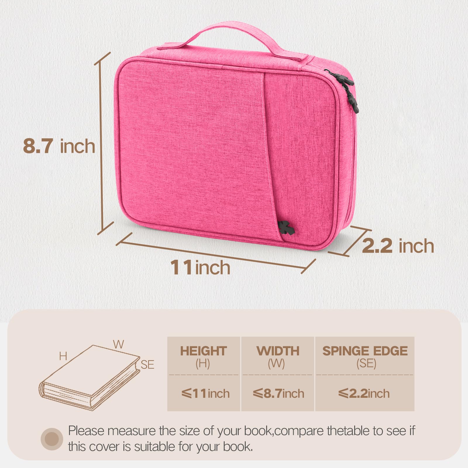 MOSLA Bible Cover Bag for Women & Men - Durable Scripture Study Book Cover with Handle & Pocket - Perfect Gift for Church, Catholic & Christian Families - Ideal for Bible Study, Sunday School & Travel