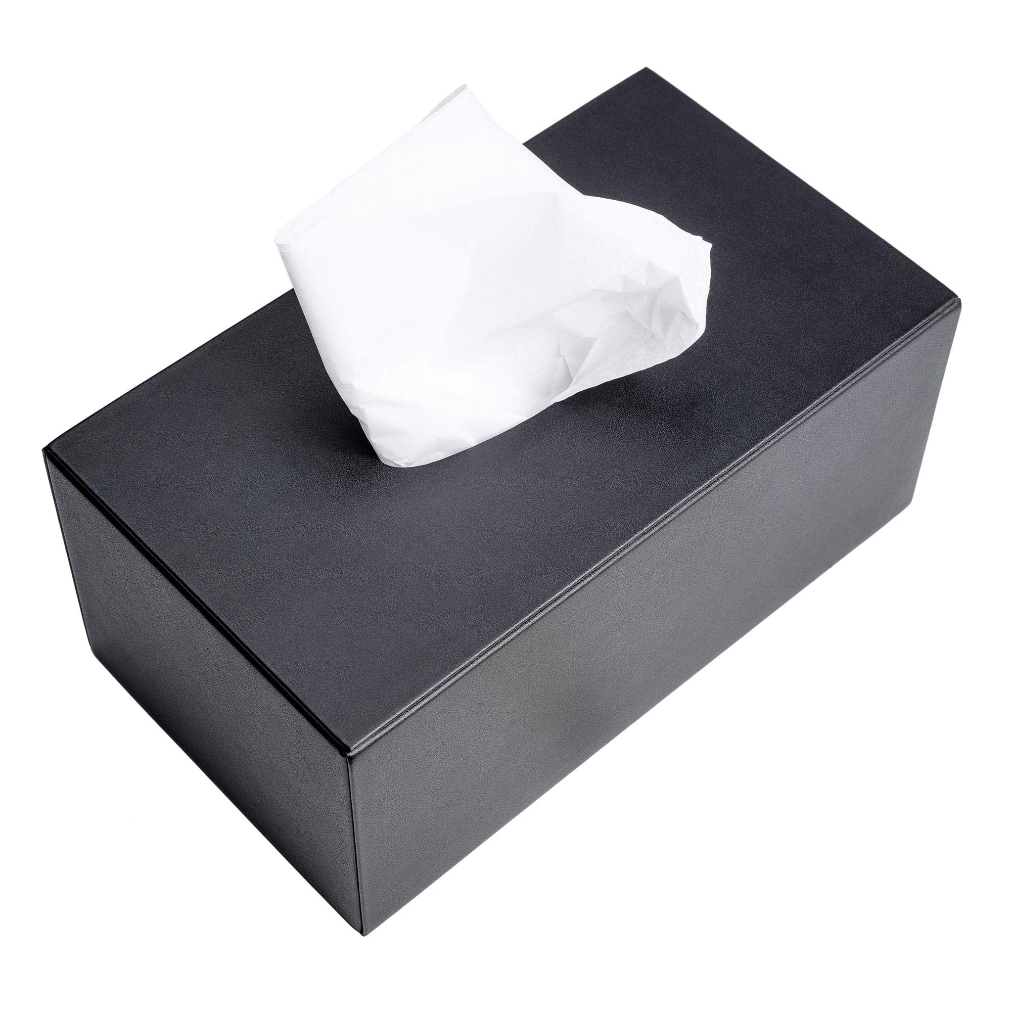 Stylish Black Leatherette Rectangular Tissue Box Cover - Modern Home & Office Decor for Living Room, Bedroom, or Bathroom