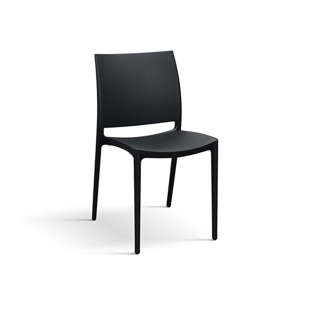 KONTE.DESIGN Set of 6 NORTH BEACH Chairs in Black Polypropylene - Durable Outdoor Dining Chairs for Patio, Garden, and Poolside Use