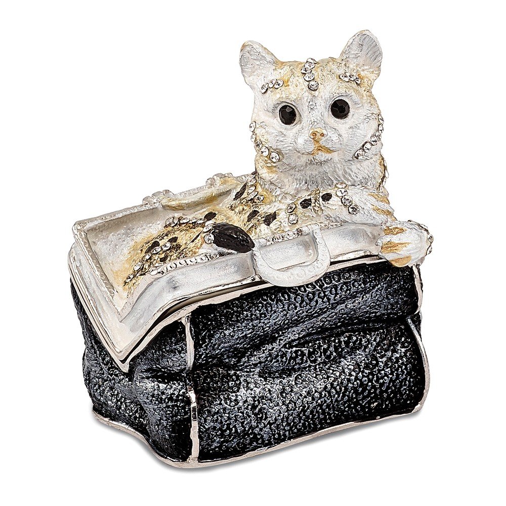Premium Sonia Jewels Miss Kitty Cat Purse Trinket Box - 2.25 Inch Cute Feline Jewelry Storage | Perfect Gift for Cat Lovers & Jewelry Organizer
