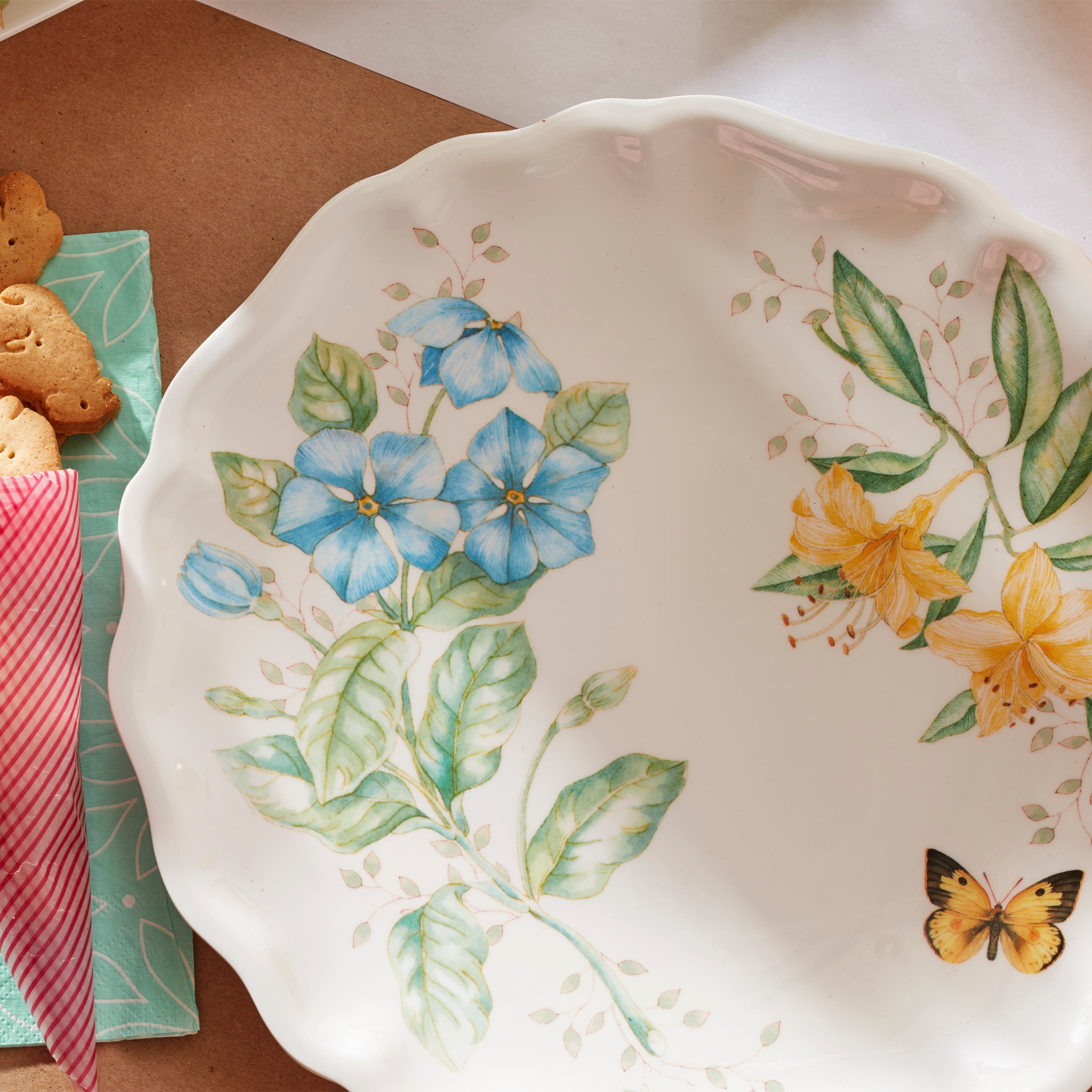 Butterfly Meadow Melamine Dinner Plates Set of 4 - Durable & Lightweight Dishware for Outdoor Picnics, BBQs, and Everyday Use