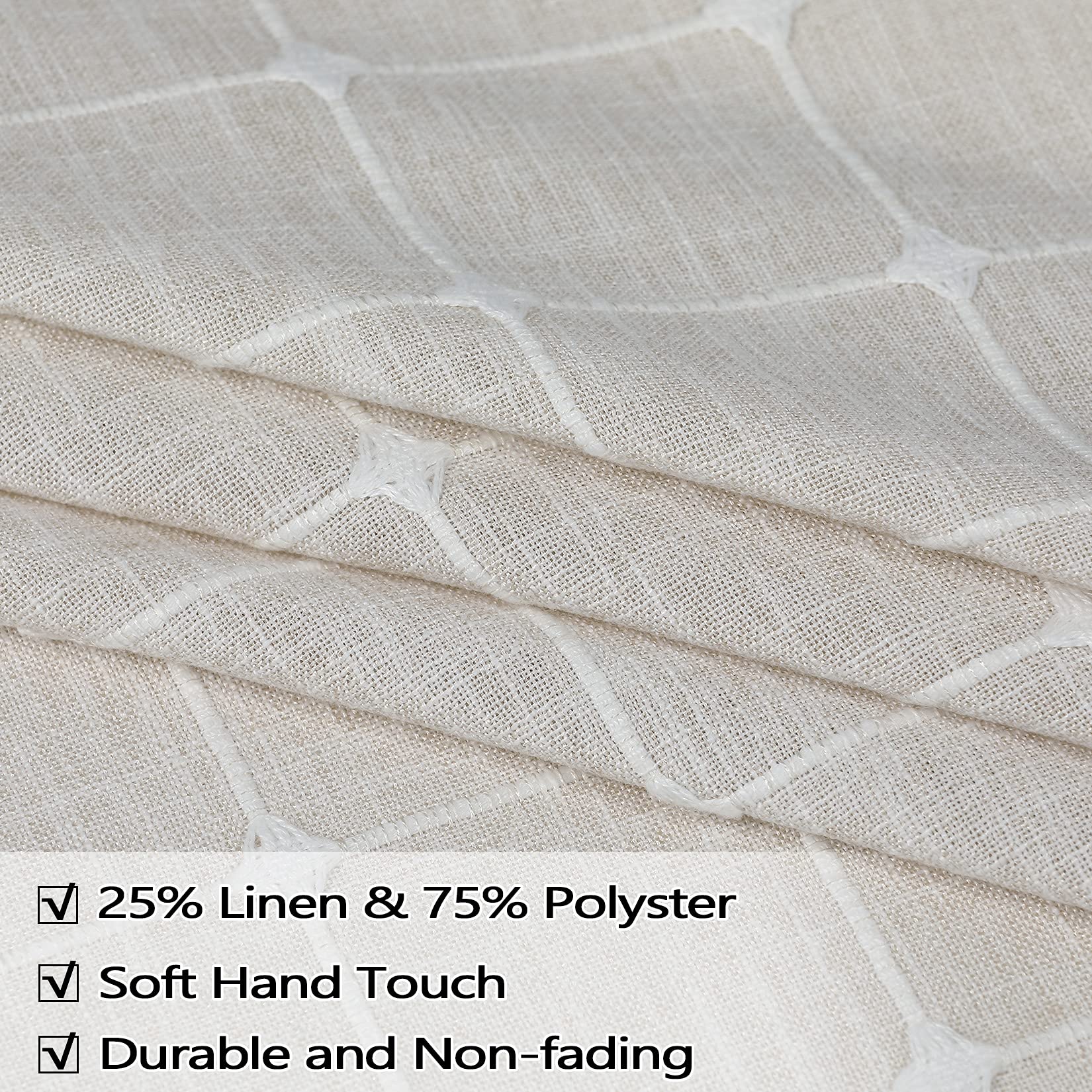 CAROMIO Farmhouse Window Valances - Boho Gingham Linen Curtains for Kitchen, Bedroom & Living Room (52x15 Inches, Beige) - Perfect for Rustic Home Decor & Cozy Interior Design