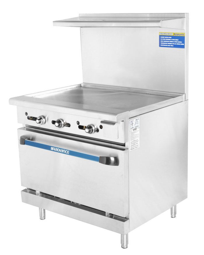 Gk & Radiance TAR 36G 36-Inch Wide Commercial Gas Griddle with Thermostat Control & Standard Oven - Perfect for Restaurants, Diners, and Catering Businesses