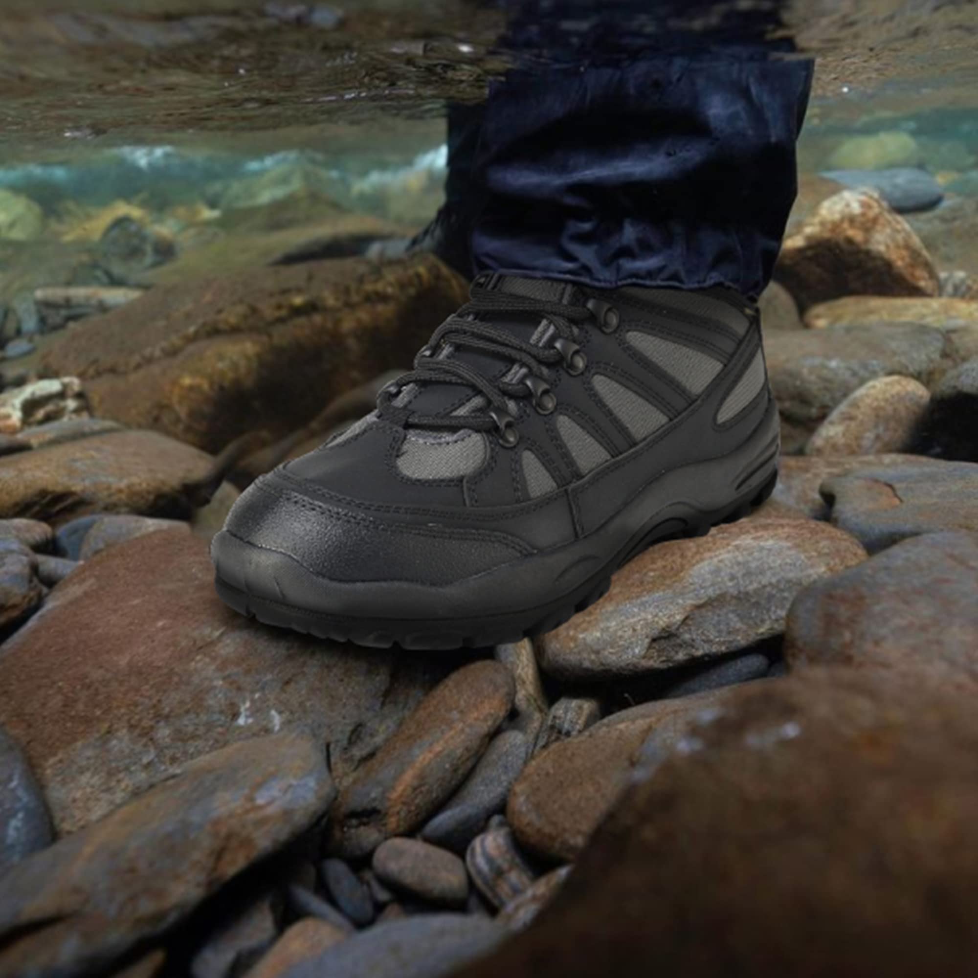 8-Pair Anti-Slip Wading Boots for Men & Women - Fishing Boots with Rotating Buckle Lacing System & Durable Rubber Sole - Perfect for Fly Fishing, Stream Wading & Outdoor Water Activities
