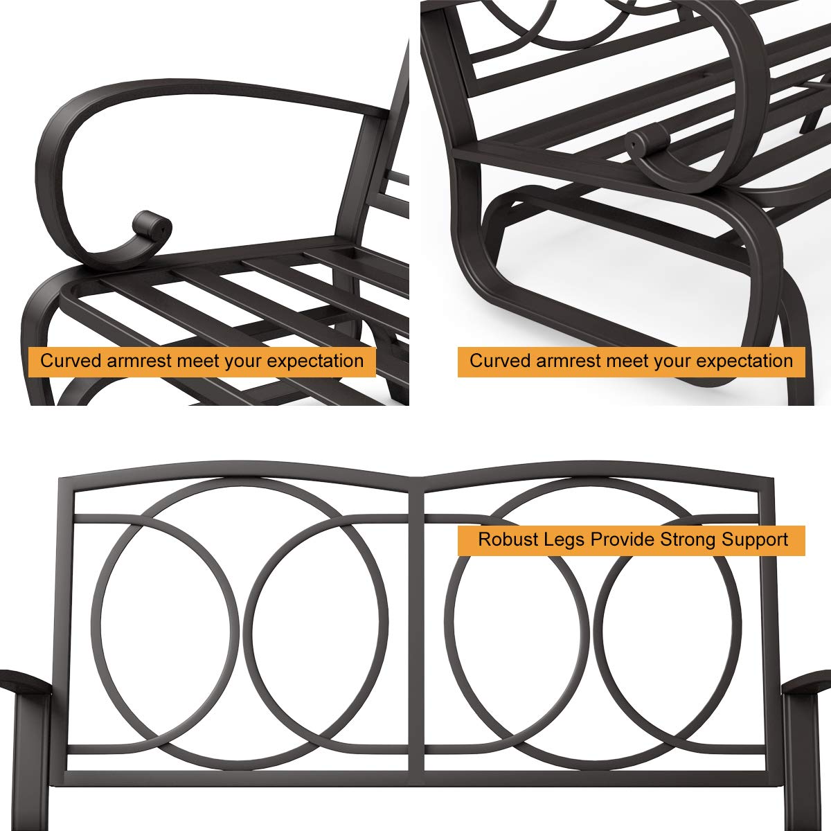 Giantex Outdoor Glider Bench - 2 Person Patio Loveseat with Removable Cushion & Thick Padded Seat, Durable Steel Frame Glider Swing Chair for Deck, Garden, Poolside, Yard, Balcony, Porch - Perfect for Relaxing & Enjoying Outdoor Moments (Beige)