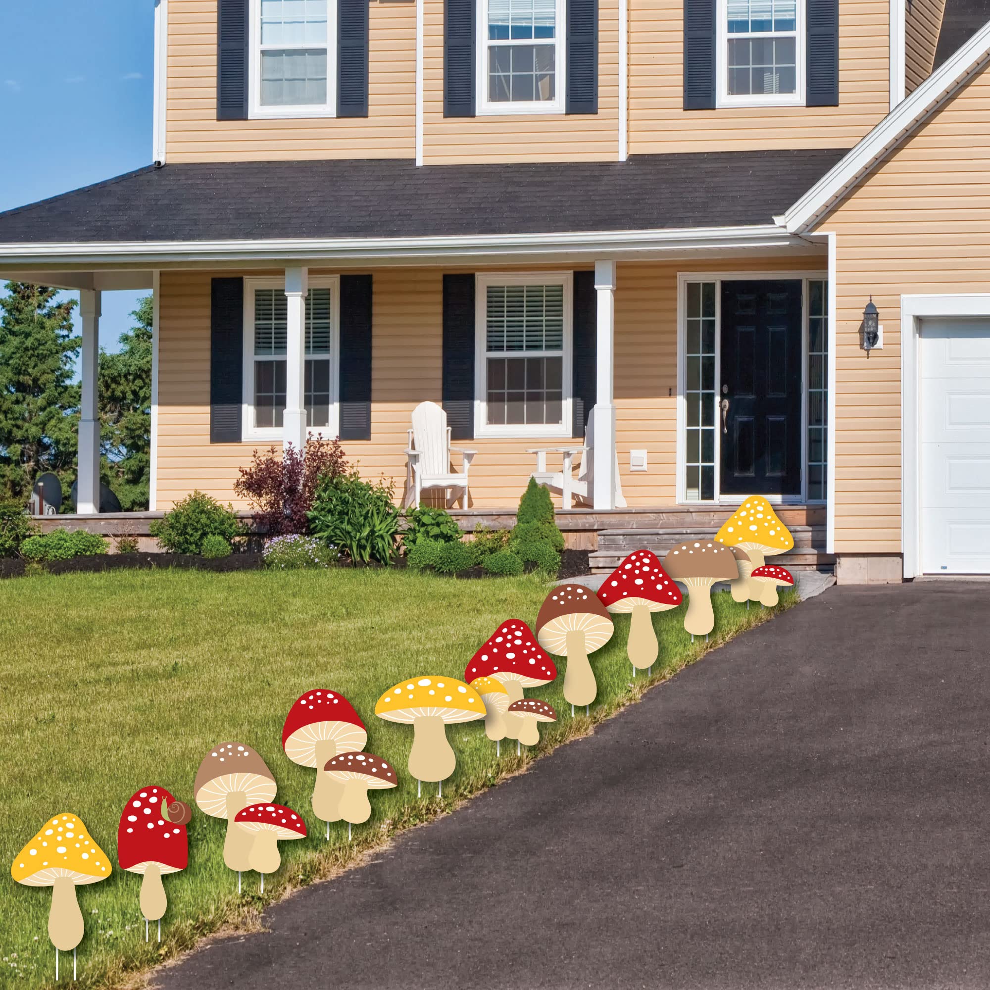 Big Dot of Happiness Wild Mushroom Decor Set - 10-Piece Outdoor Red Toadstool Lawn & Garden Decorations for Parties, Fairy Gardens, and Backyard Landscaping | Waterproof Yard Ornaments for Spring, Summer & Fall