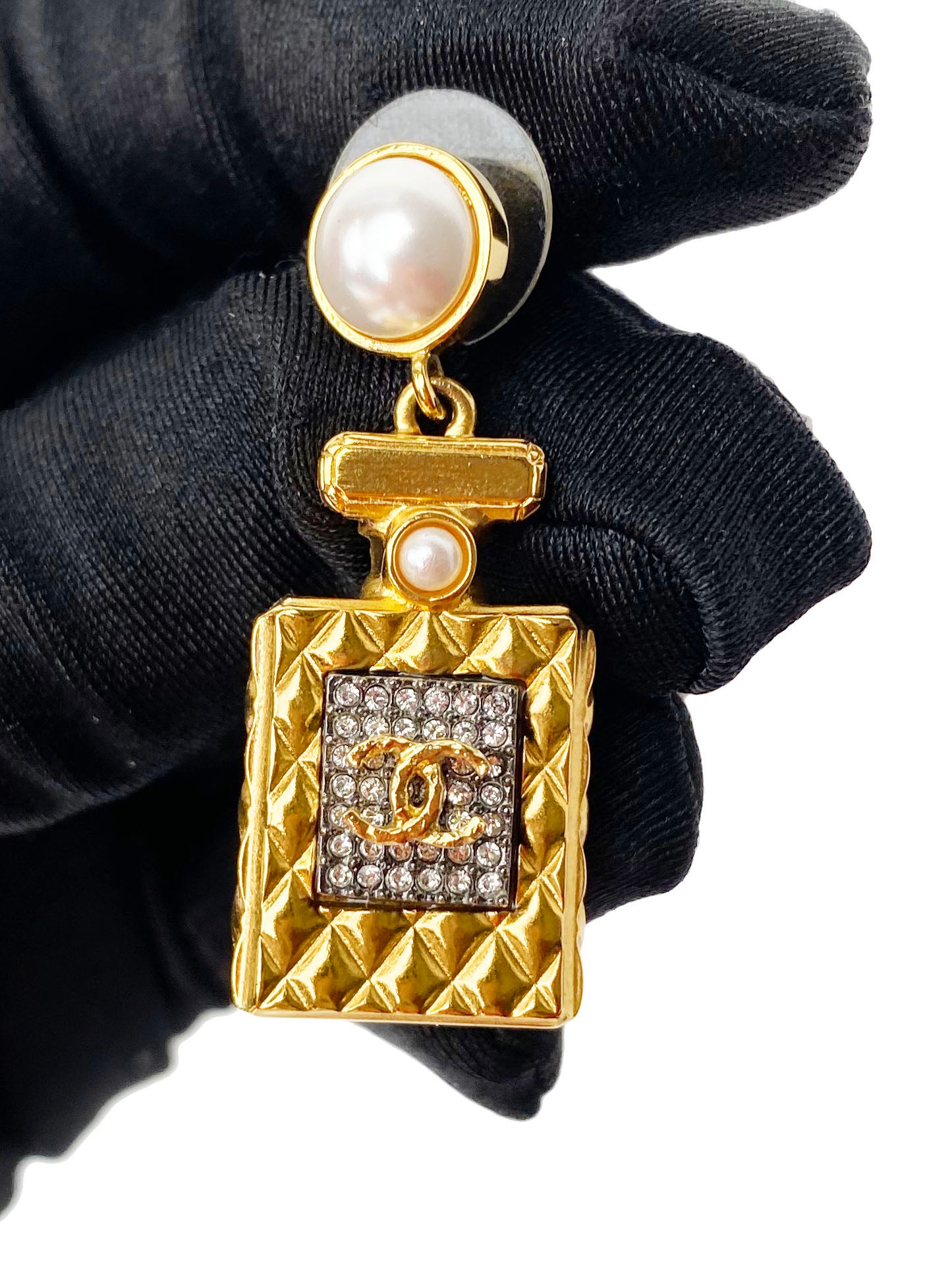 Chanel Gold Perfume Bottle Earrings - Luxury Fashion Jewelry for Women | Elegant Gift for Birthday, Anniversary & Special Occasions | Perfect for Parties, Date Nights & Formal Events