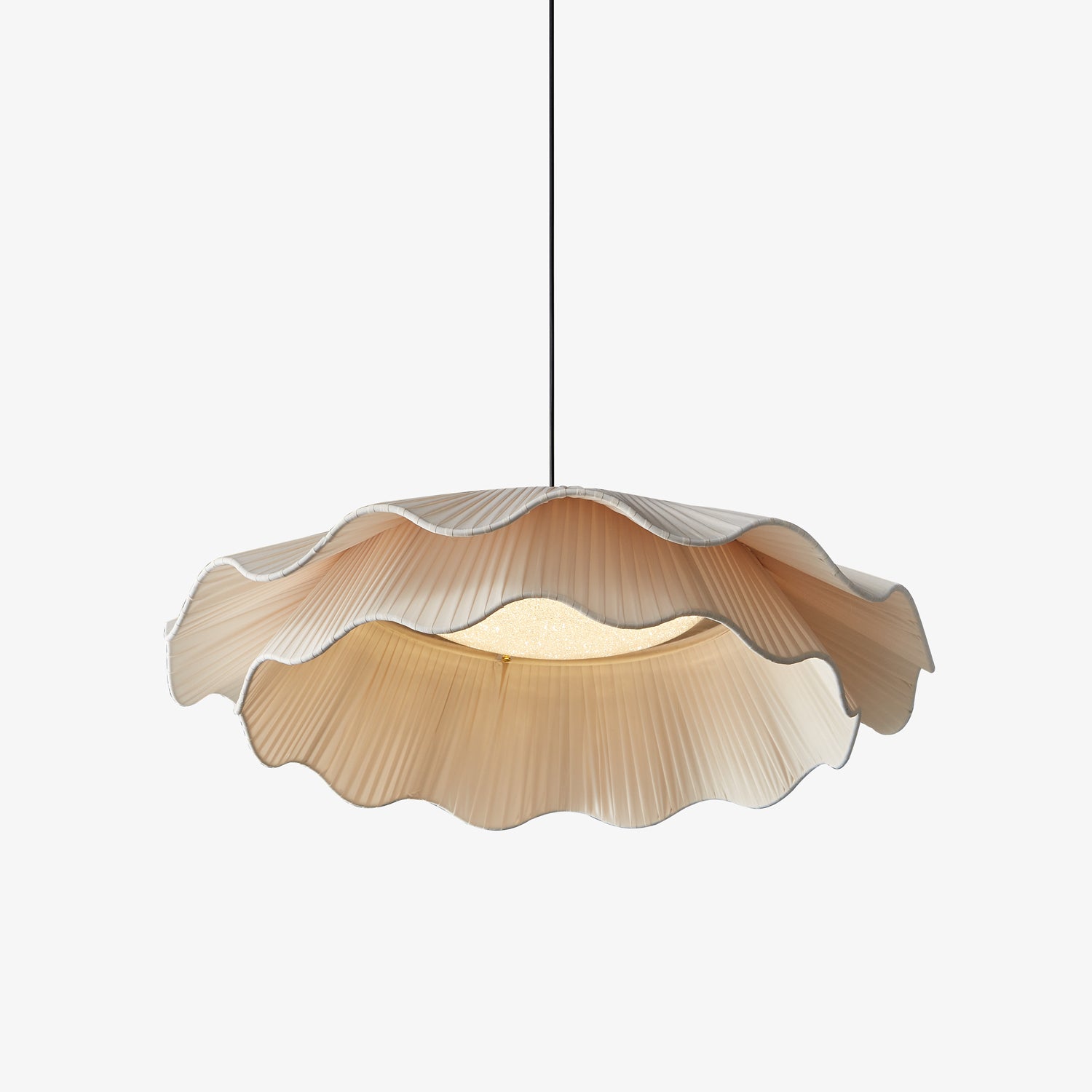 Arwen Fabric Wave Pendant Lamp - Modern Boho Ceiling Light for Living Room, Bedroom & Dining Room Decor - Handmade Woven Rattan Chandelier with Natural Texture