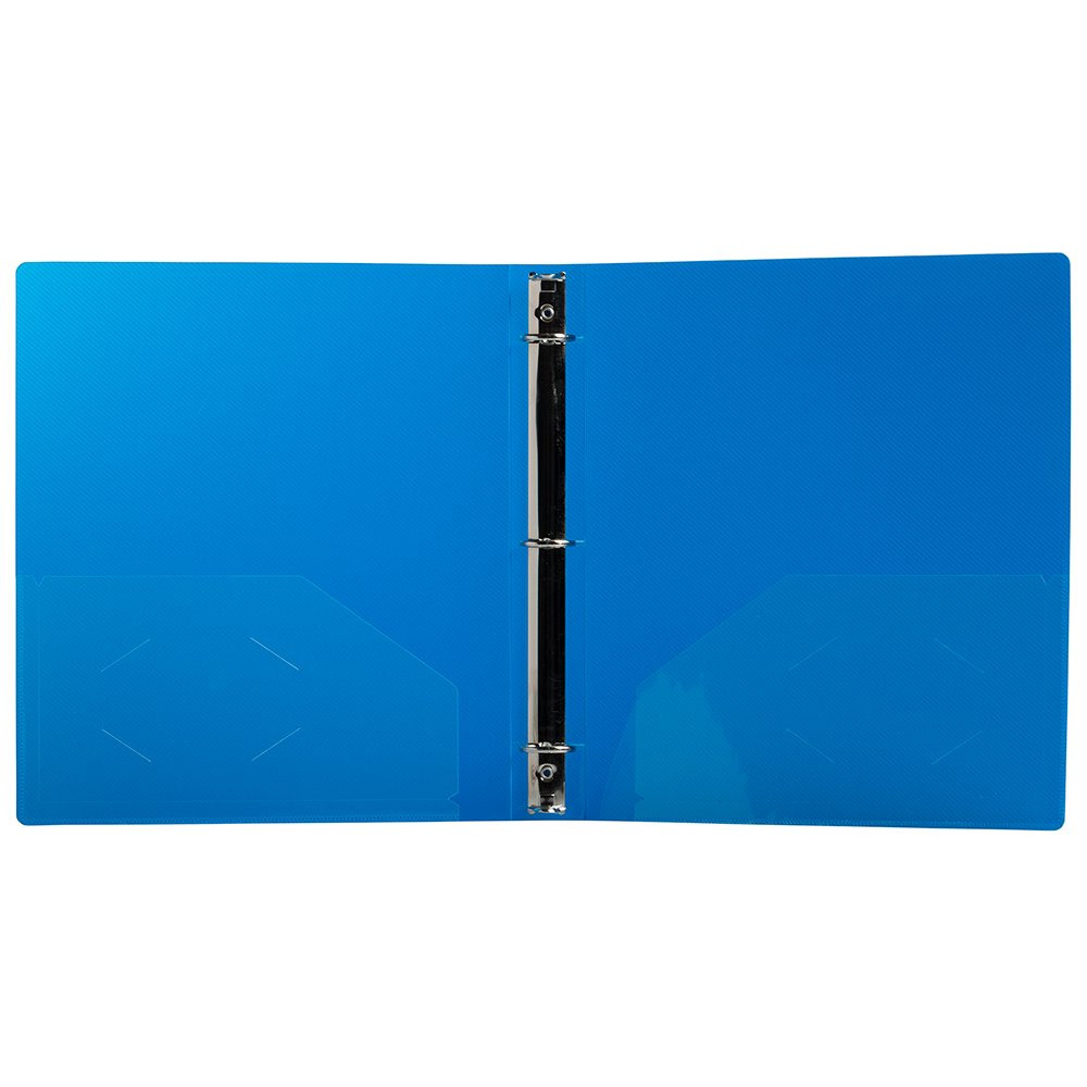 JAM PAPER Plastic 1 Inch Binders - 3 Ring Binder in Blue - Bulk Pack of 24 for School, Office & Home Organization | Durable Binders for Documents, Reports & Presentations