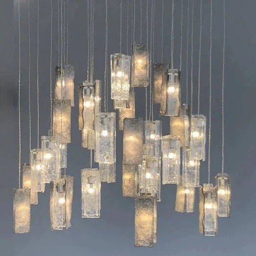 1/25/60/84 Light Colorful Rectangle Cluster Glass Tile Pendant Chandelier - Modern Art Design for Dining Room, Living Room & Bedroom Lighting