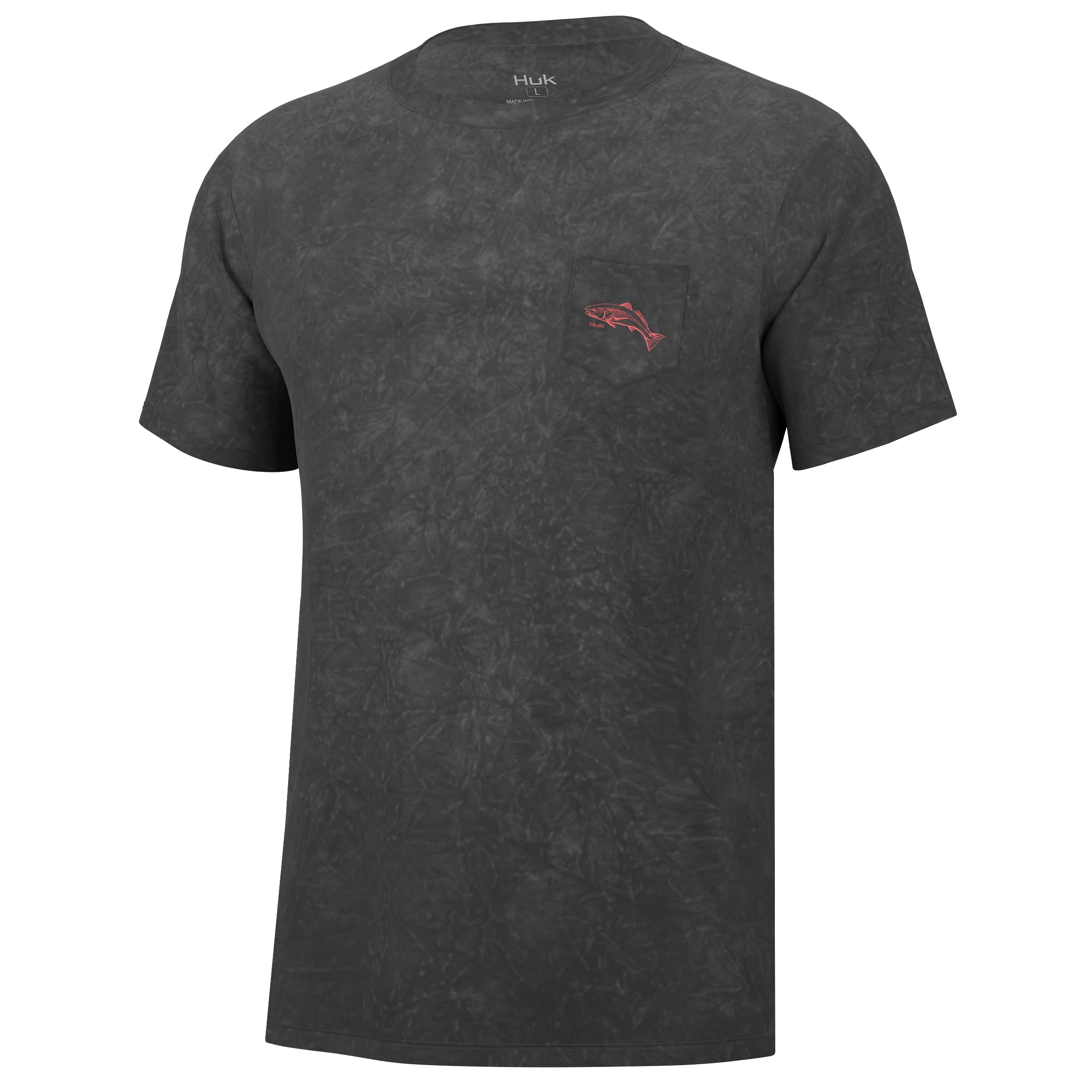 HUK Men's Short Sleeve Mineral Wash Pocket T-Shirt - Comfortable Fishing & Outdoor Tee for Casual Wear, Hiking, and Summer Activities