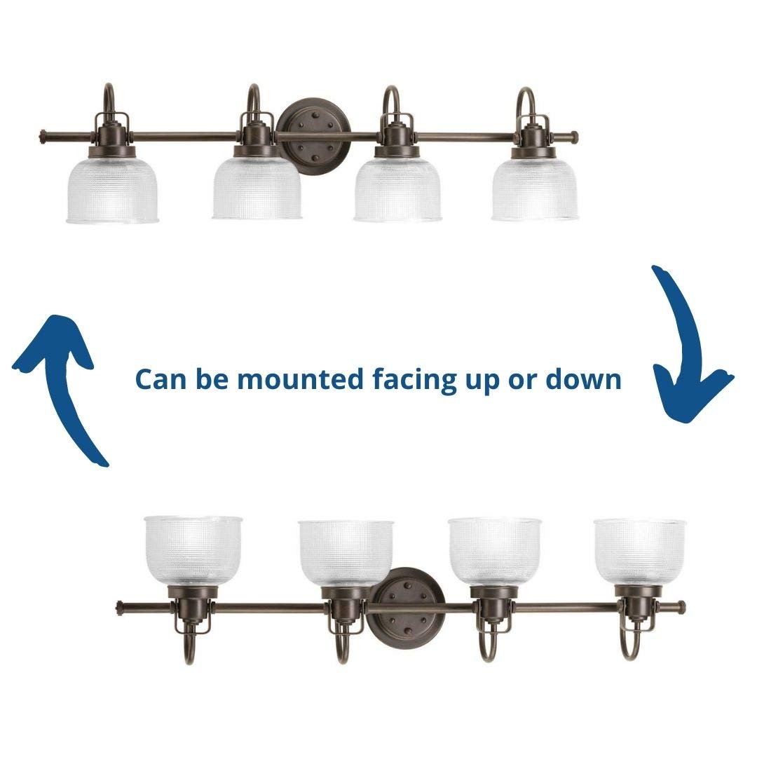 Archie Collection 4-Light Clear Double Prismatic Glass Coastal Bathroom Vanity Light Fixture in Venetian Bronze - Perfect for Coastal Style Bathrooms, Powder Rooms & Beach House Decor
