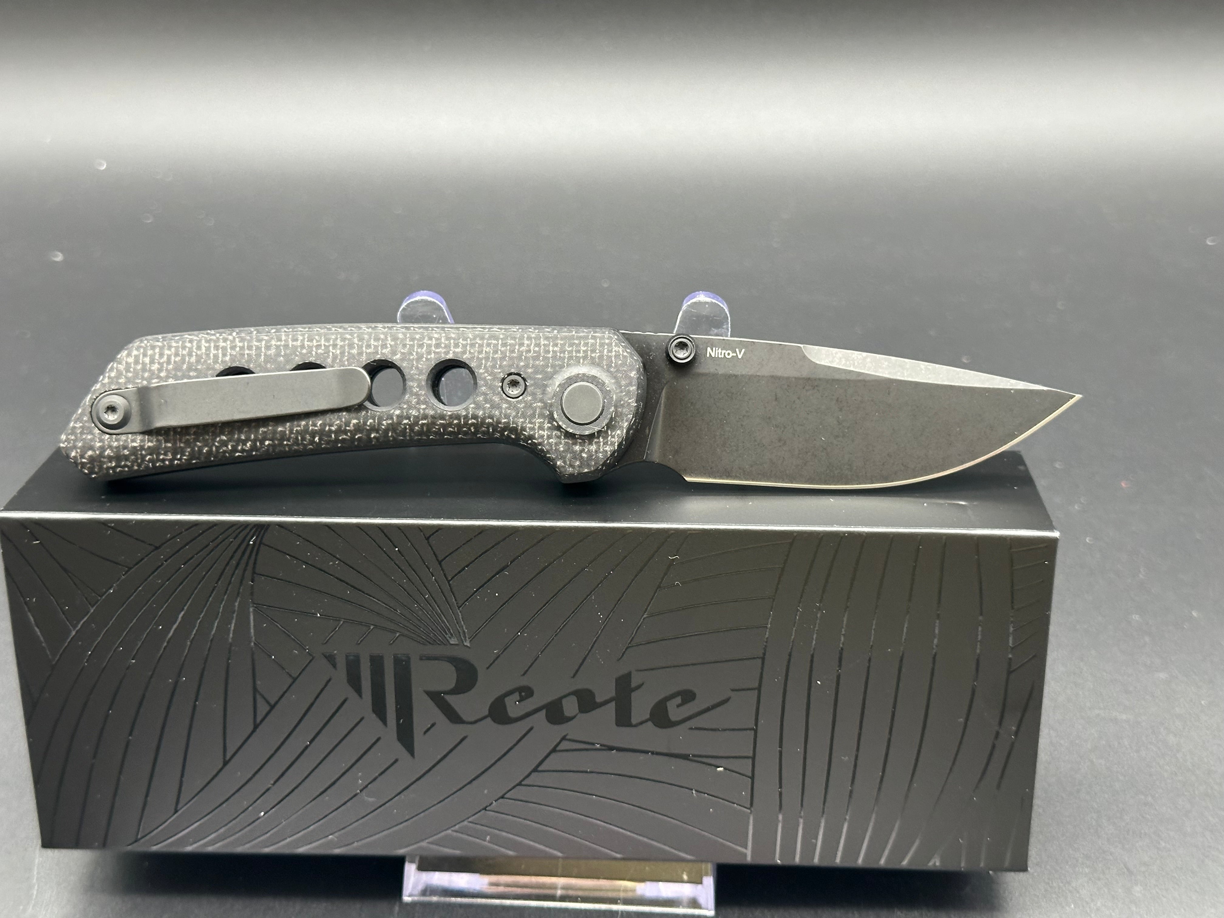 Reate PL XT Drop Point Folding Knife - Black Micarta/G10 Handle, Pocket Knife for Outdoor Camping, Hiking & EDC