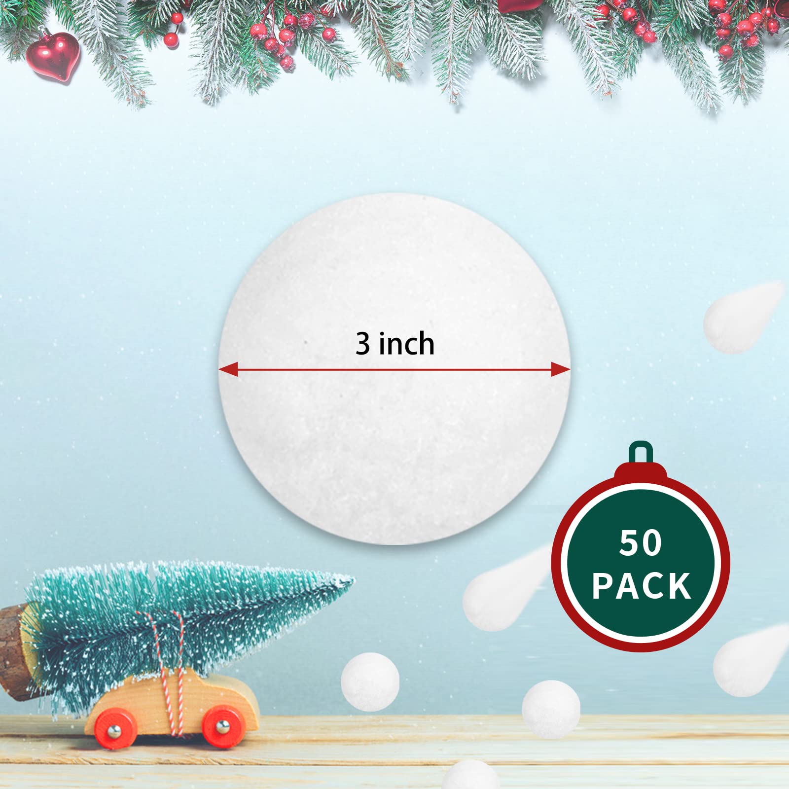 50 Pack Soft Fake Snowballs for Kids - 3 Inch Safe Christmas Snow Balls for Indoor & Outdoor Winter Play, Snowball Fights, Holiday Toss Games - Perfect for Family Gatherings, School Activities & Winter Party Fun