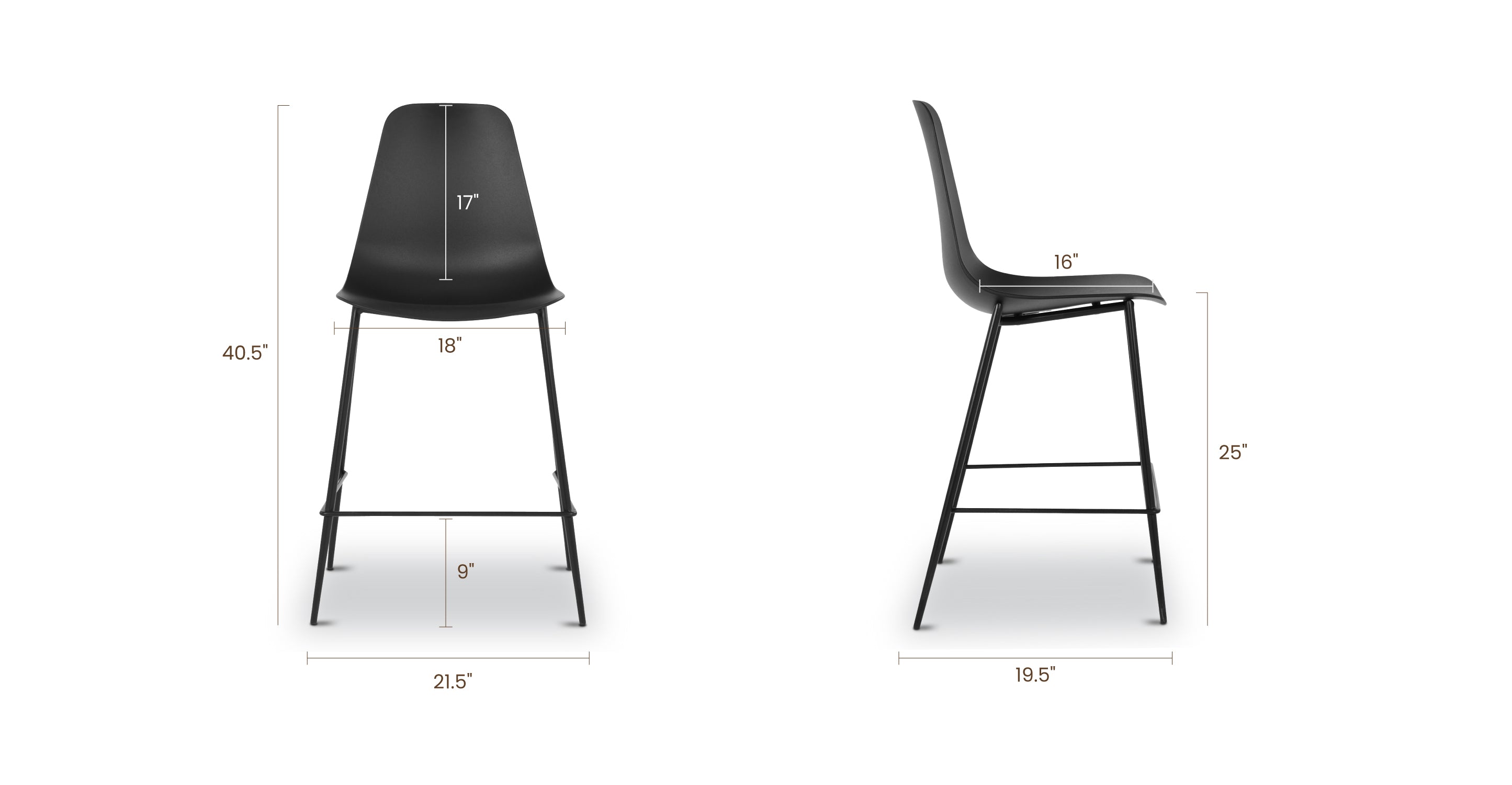 Isla Counter Height Stool - Adjustable Bar Stool with Backrest, Modern Kitchen Island Stool for Dining & Breakfast Nook, Perfect for Home, Cafe & Restaurant Use