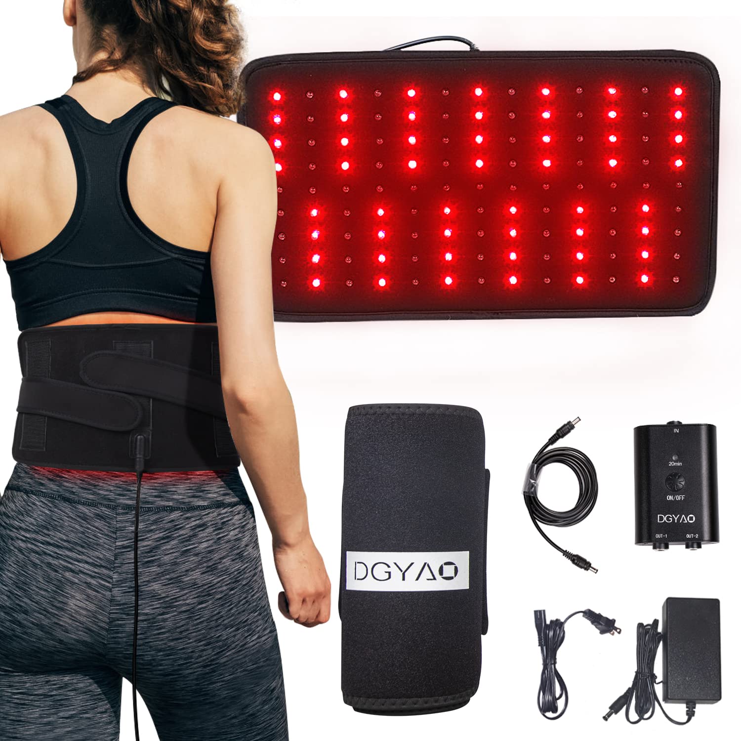 DGXINJUN Infrared Red Light Therapy Device for Back Pain Relief - FSA/HSA Eligible Large LED Pad, Flexible Wearable Wrap with Deep Penetration for Shoulder, Joint & Muscle Therapy - Home Use for Pain Management & Recovery