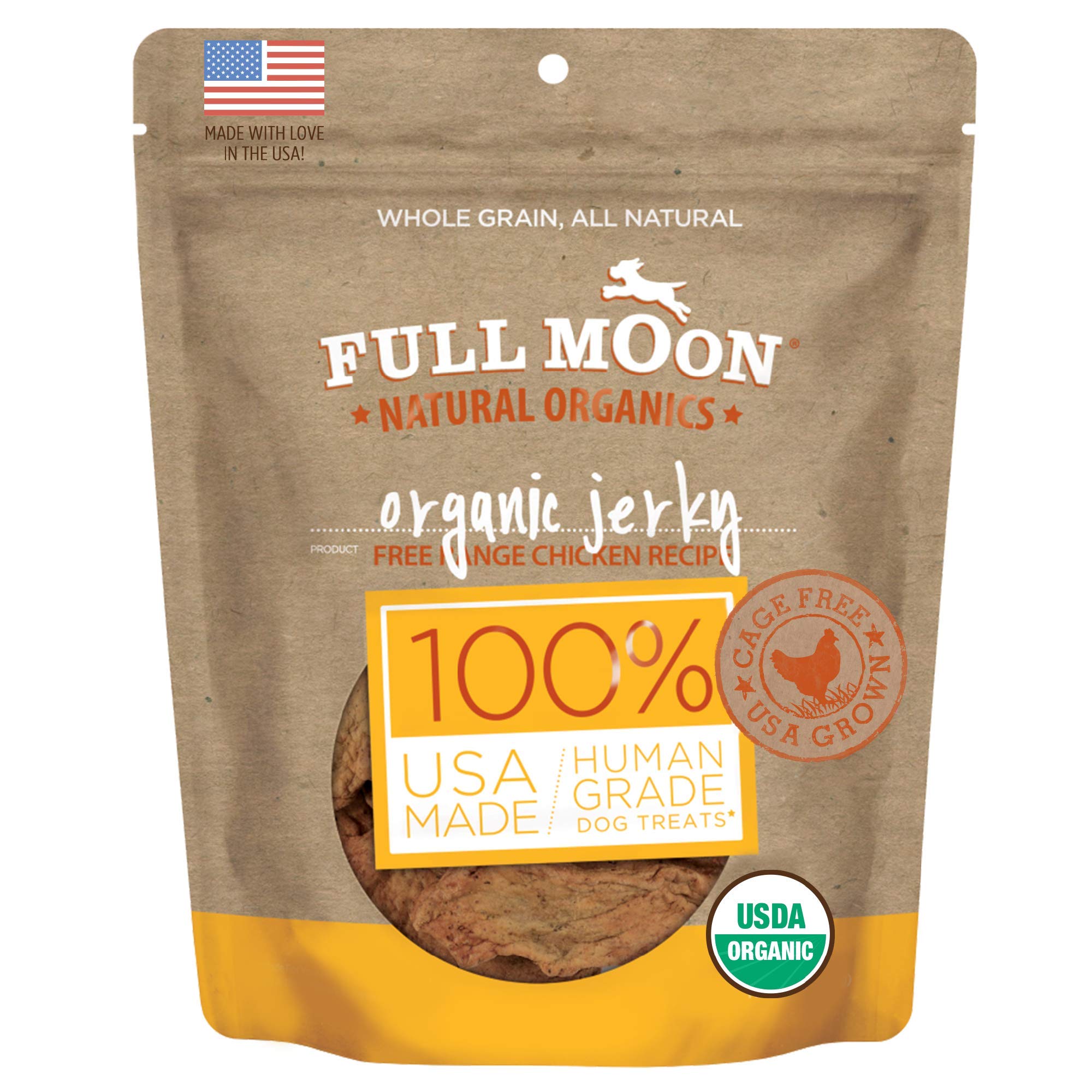 USDA Organic Chicken Jerky for Dogs - All Natural, Human Grade Dog Treats, 16 oz - Healthy Training Rewards & Travel Snacks for Pets