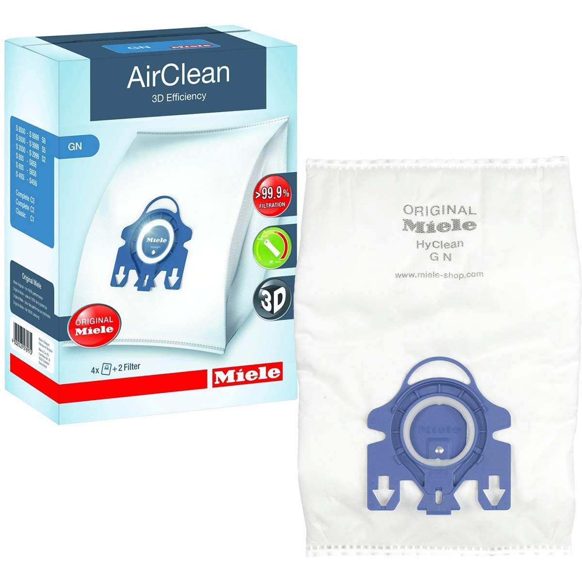 Miele Active AirClean Filter with TimeStrip & Miele AirClean 3D GN Vacuum Cleaner Bags - Premium HEPA Filtration for Pet Hair, Allergies & Dust - Compatible with Miele Vacuum Cleaners for Home Cleaning