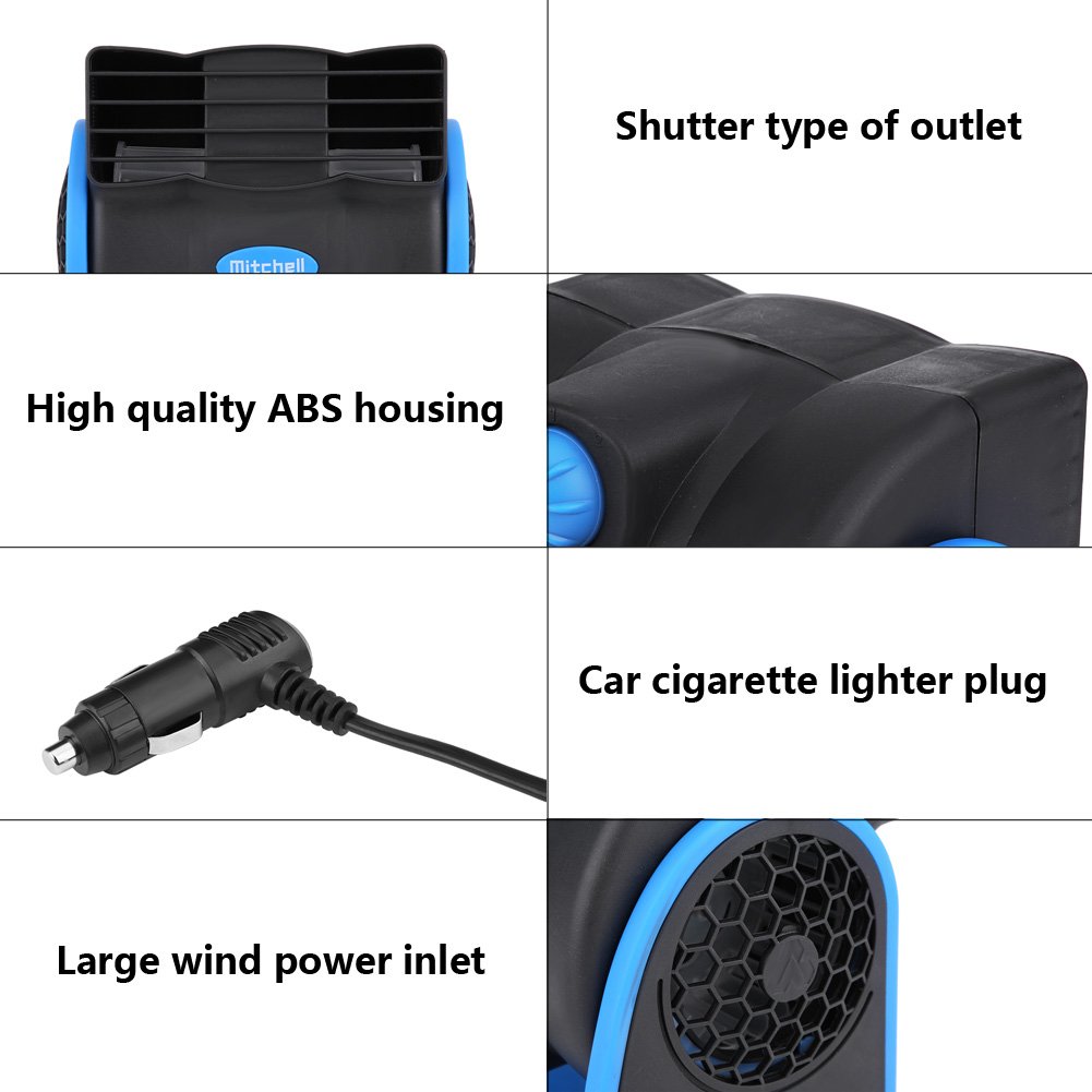 Auto Car Vehicle Air Fan Cooler - DC 12V ABS Electric Cooling Fan, Mini, Adjustable Speed, Silent Air Cooler, Universal for Cars, Trucks, and RVs