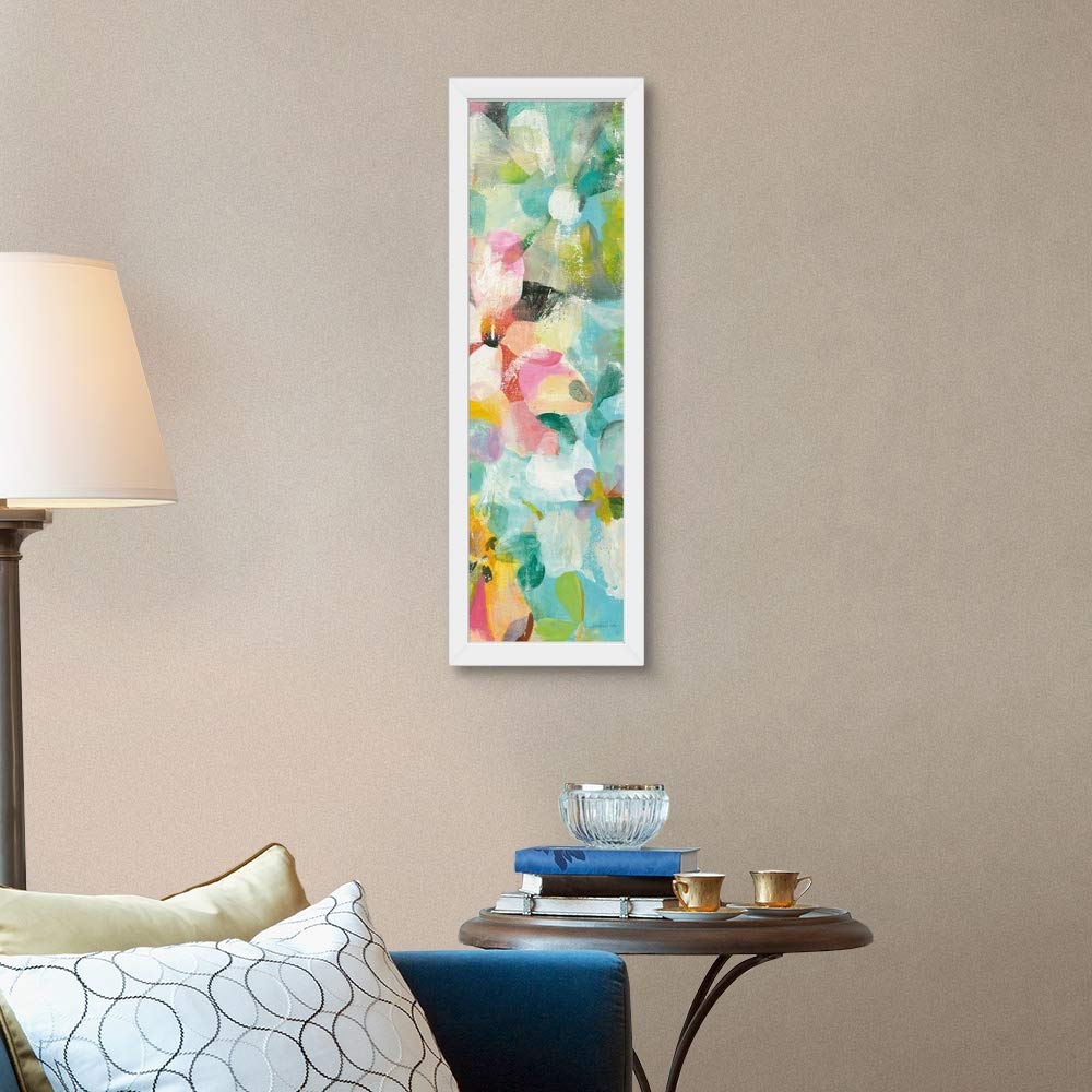 Happy Garden III White Framed Wall Art Print - Floral Botanical Decor for Living Room, Bedroom & Office - Ready to Hang Home Decor (16x20 Inches)