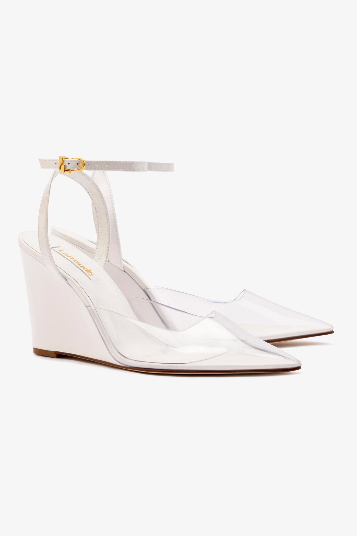 White Leather & Vinyl Kim Wedge Pump - Comfortable Women's Dress Shoes for Work, Party & Special Occasions