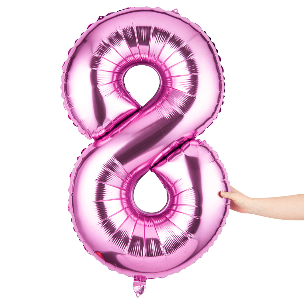 Balloonify Pink Mylar Number 8 Balloon - 40 Inch Large Foil Balloon for Birthday Parties, Baby Showers & Anniversary Celebrations - 1 Count Box