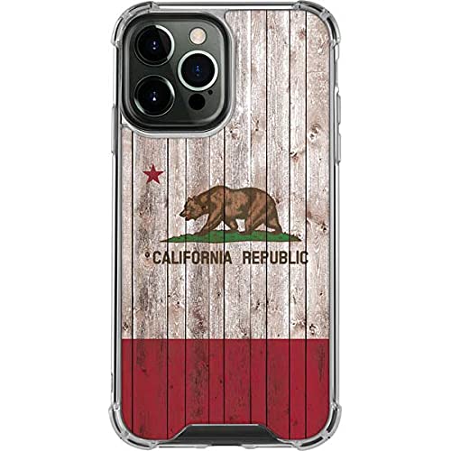 Skinit Clear Protective Case for iPhone 13 Pro Max - California Flag Dark Wood Design | Slim Scratch-Resistant Cover | Perfect for Everyday Use & Travel