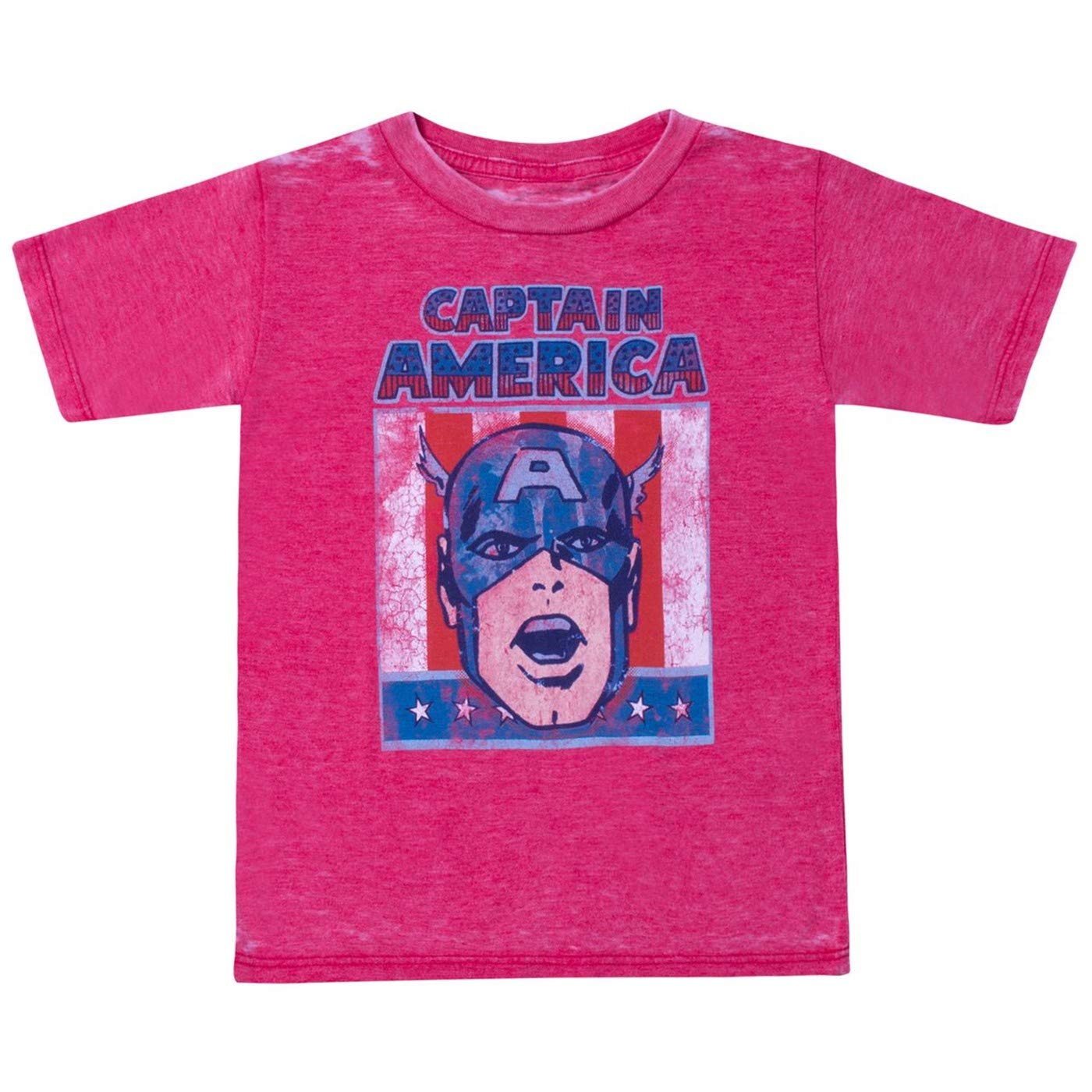 Captain America Marvel Comics Head Flag Burnout Toddler T-Shirt - Soft Cotton Kids Tee for Superhero Fans, Birthday & Cosplay Outfits