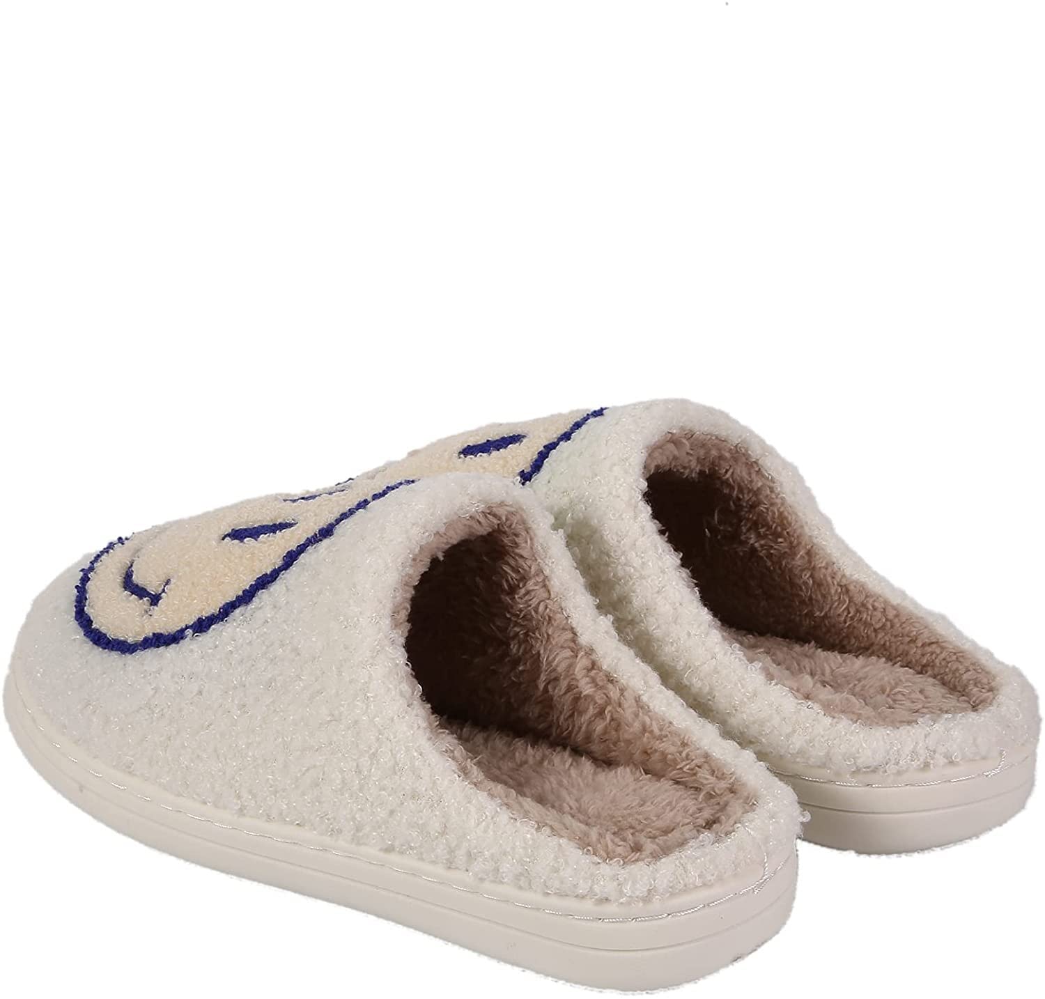 Happy Face Slippers for Women & Men - Waterproof Non-Slip Indoor/Outdoor House Shoes with Smile Design - Warm Cozy Couples Slides for Home, Dorm, Spa & Gift Giving