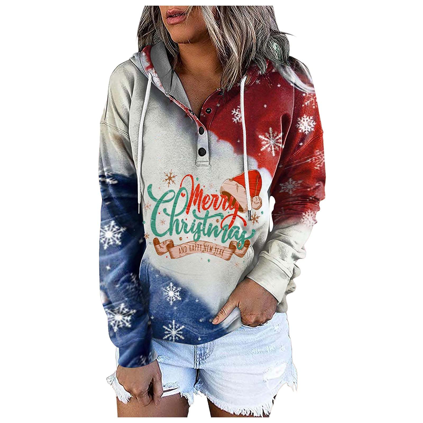 Women's Long Sleeve Zip Up Hoodie with Button Pocket & Drawstring - Warm Printed Sweatshirt for Casual Wear, Outdoor Activities & Layering