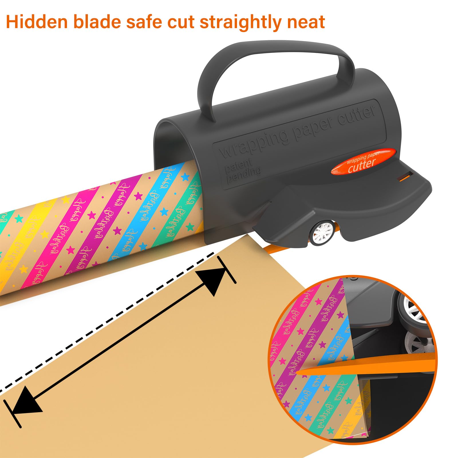 3-in-1 Wrapping Paper Cutter with Replaceable Blades - Perfect for Christmas, Birthday & Holiday Gift Wrapping - Includes Tube Holder & Sliding Slicer for Easy Paper Cutting (Ideal for Home, Office & Craft Projects)