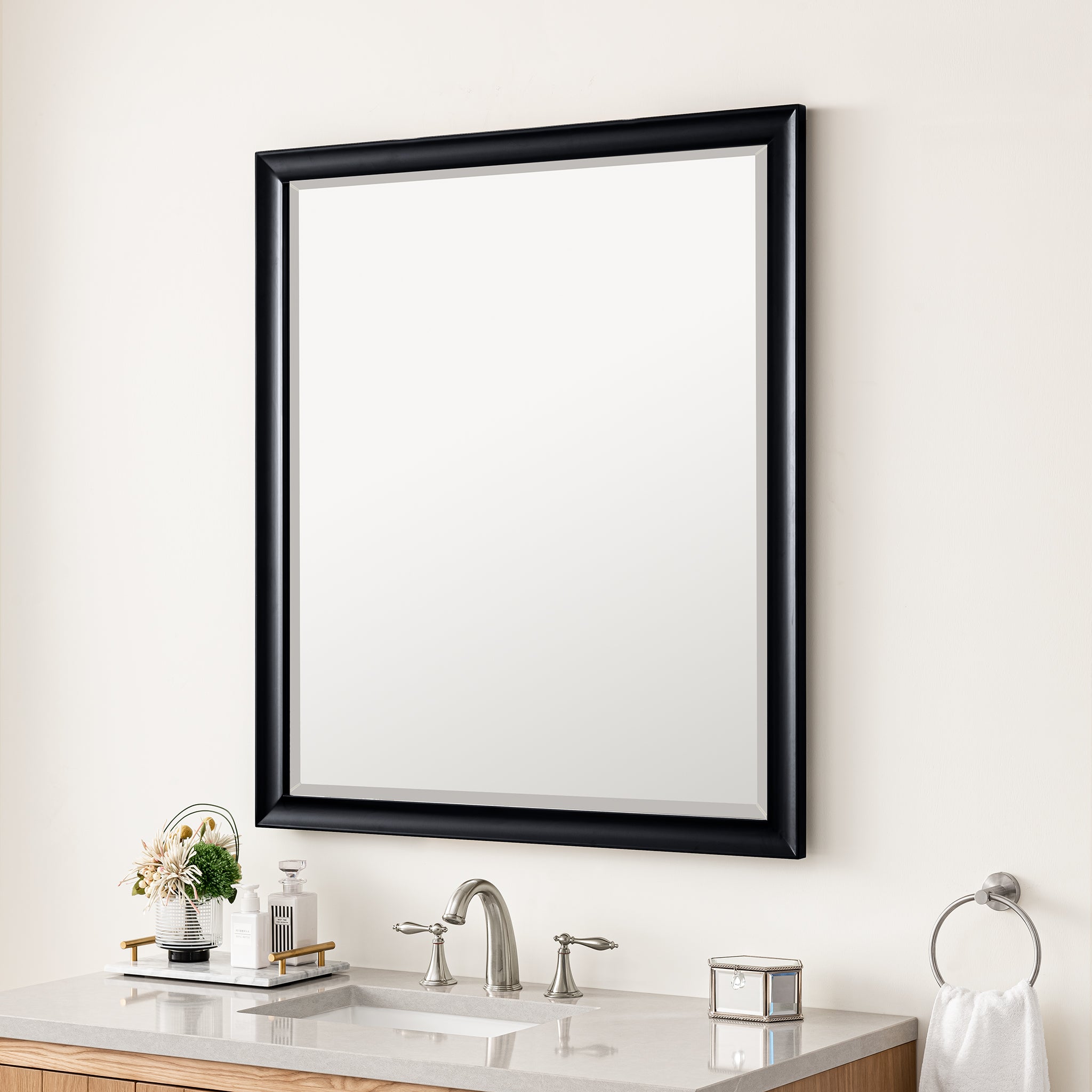 Glenbrooke 36-Inch Black Onyx Wall Mirror - Elegant Decorative Mirror for Living Room, Bedroom, Entryway & Bathroom