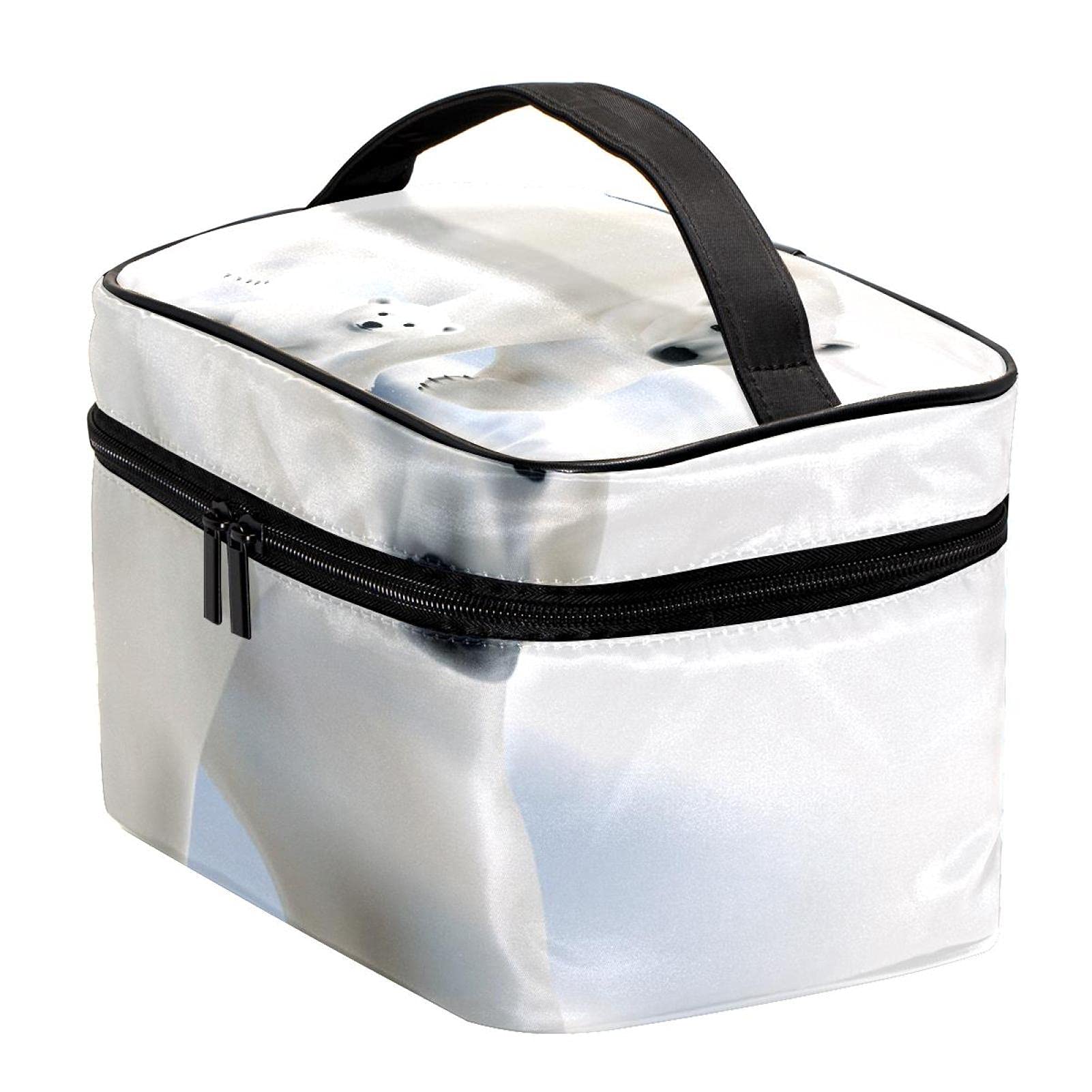 White Polar Bear & Baby Travel Makeup Bag - Large Cosmetic Organizer with Zipper - Waterproof Toiletry Bag for Women & Girls - Perfect for Travel, Gym, and Daily Essentials Storage