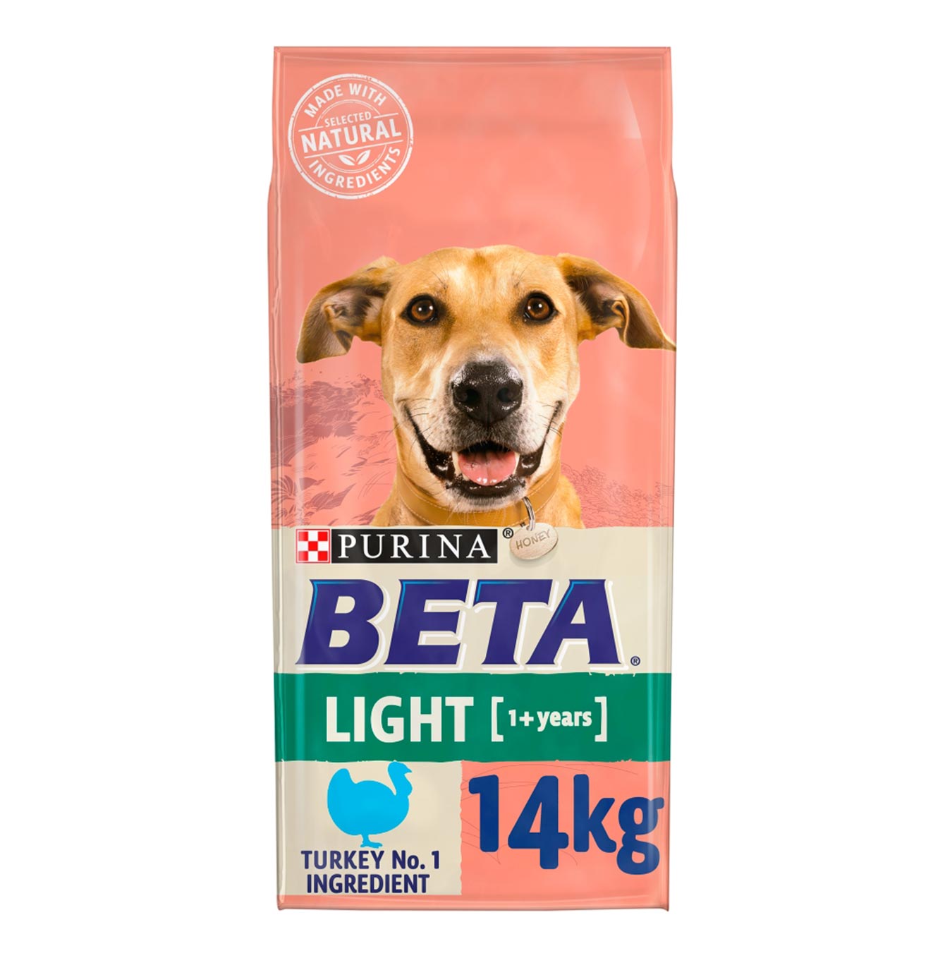 Purina Beta Adult Light Dry Dog Food with Turkey - 14KG (30.8 lbs) for Weight Management & Healthy Digestion - Perfect for Overweight or Less Active Dogs