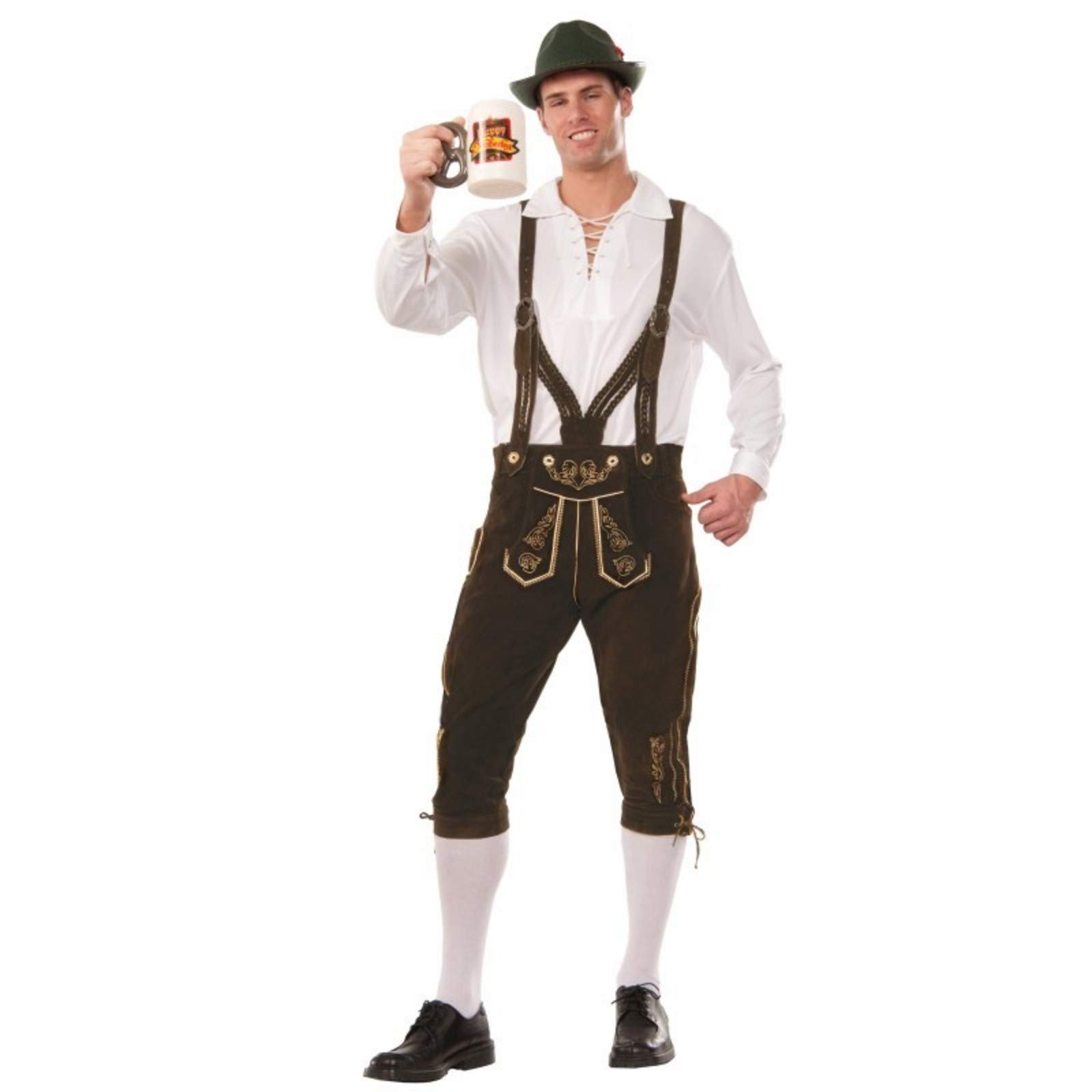 Authentic German Forum Men's Deluxe Leather Lederhosen - Traditional Bavarian Oktoberfest Costume for Beer Festivals & Cultural Events