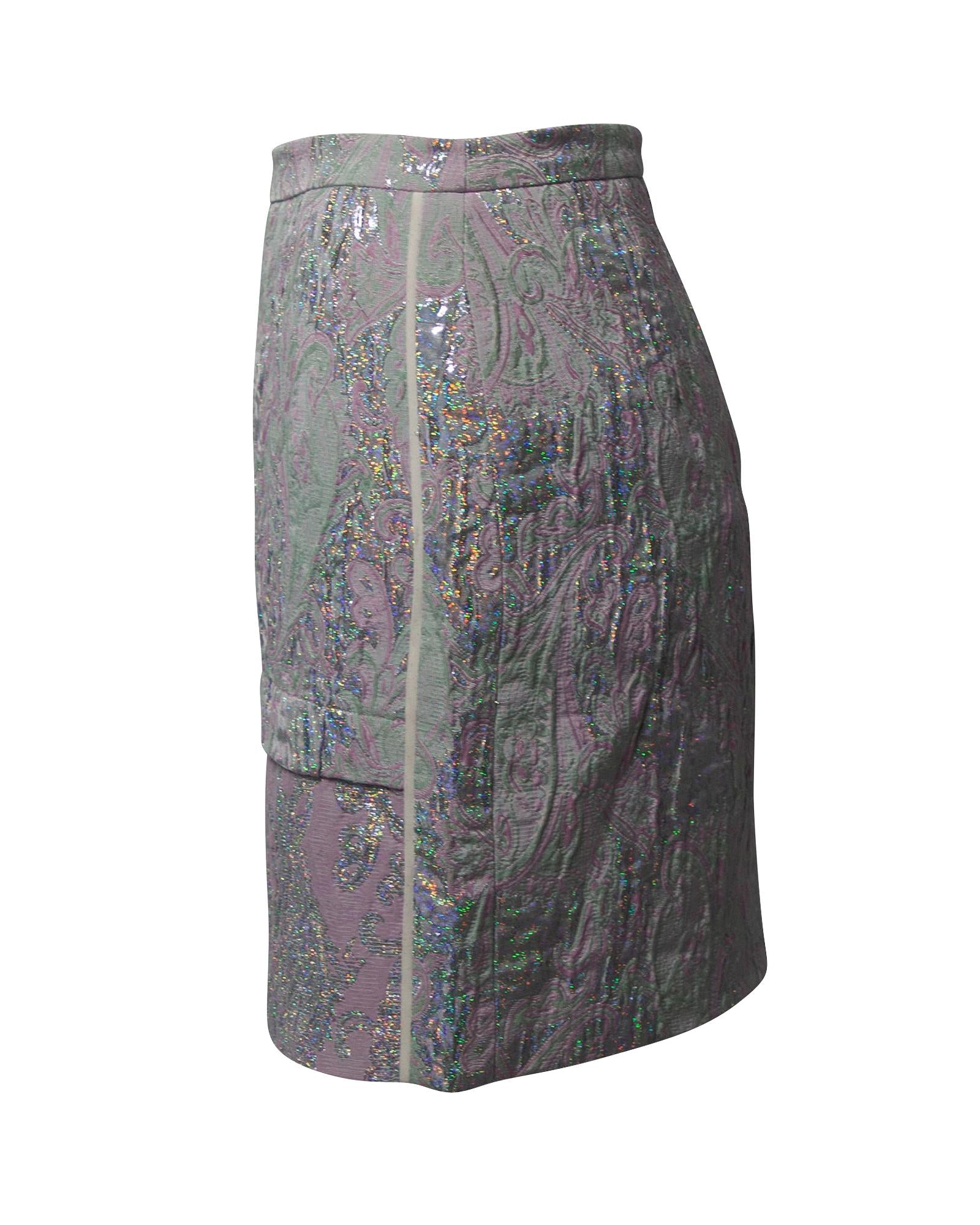 Stylish Abstract Metallic Jacquard Mini Skirt - Polyester Stretch Fabric for Women | Perfect for Night Out, Party, and Casual Wear