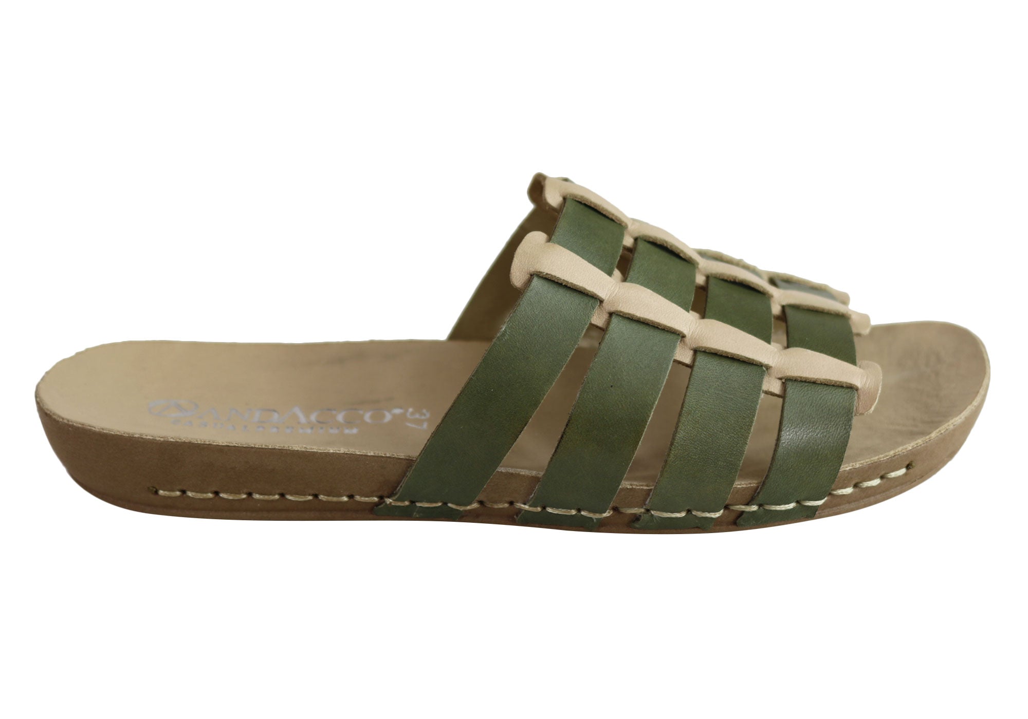 Andacco Sorrento Women's Comfort Leather Slide Sandals - Handmade in Brazil - Perfect for Beach, Vacation & Summer Outfits